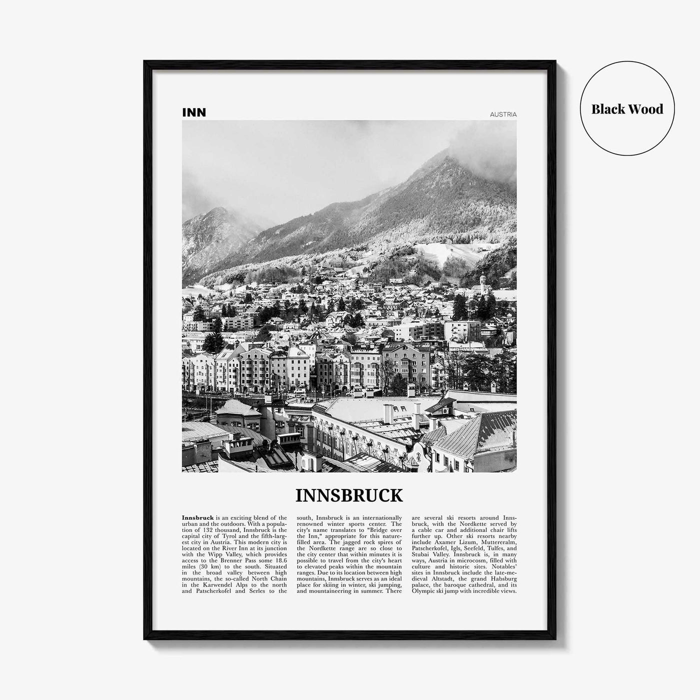 Innsbruck Print Black and White, Innsbruck Wall Art, Innsbruck Poster, Innsbruck Photo, Innsbruck Wall Decor, Austria, Österreich, Europe