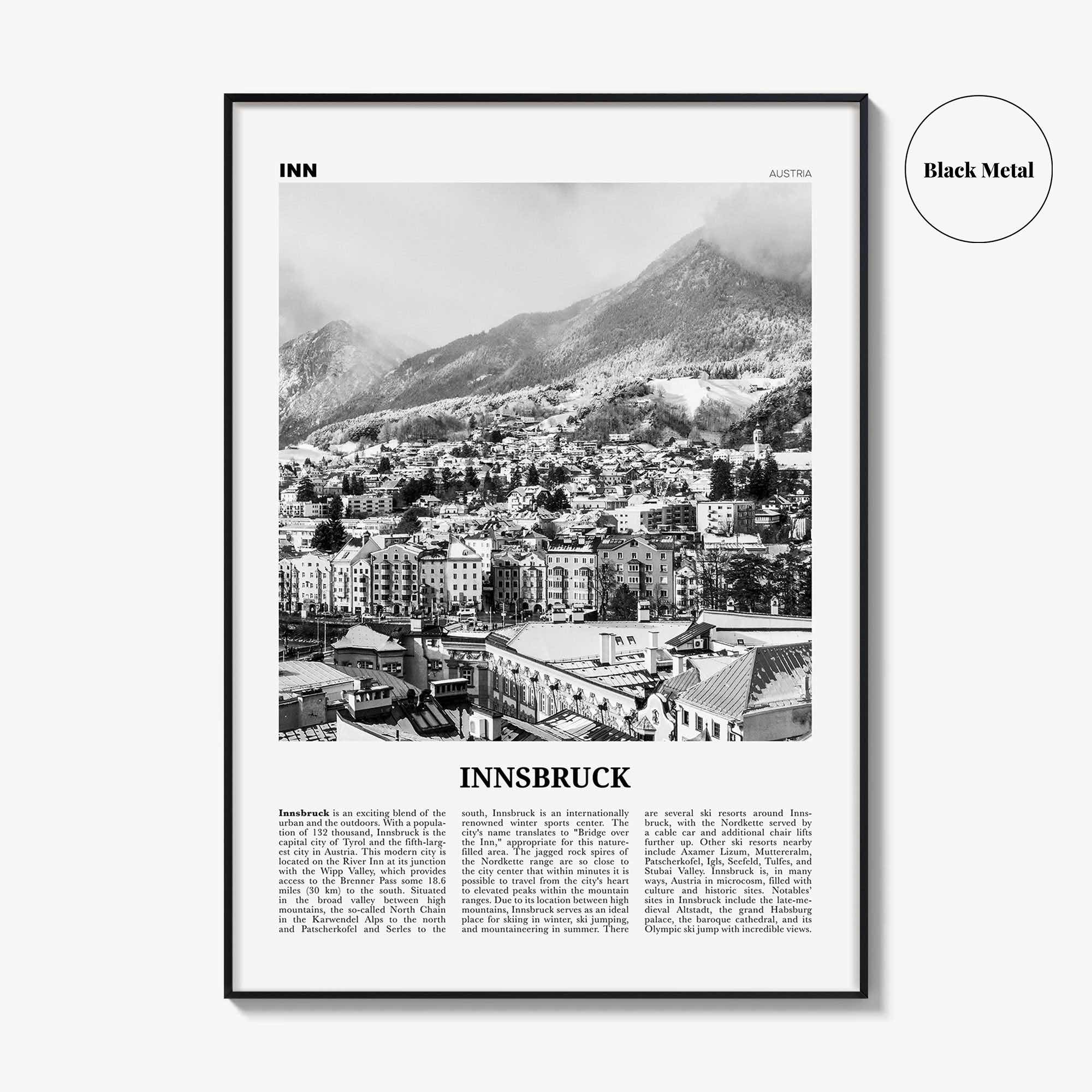 Innsbruck Print Black and White, Innsbruck Wall Art, Innsbruck Poster, Innsbruck Photo, Innsbruck Wall Decor, Austria, Österreich, Europe