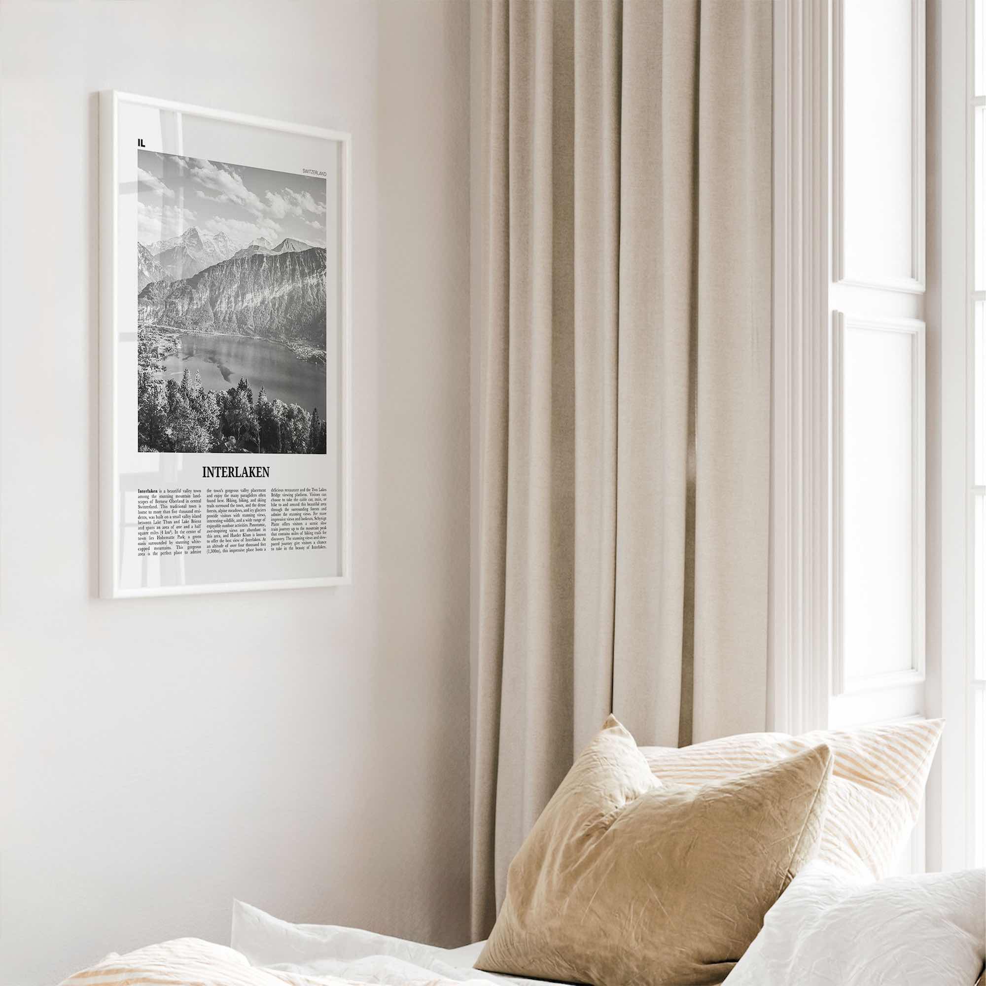 Interlaken Print Black and White, Interlaken Wall Art, Interlaken Poster, Interlaken Photo, Interlaken Map, Schweiz