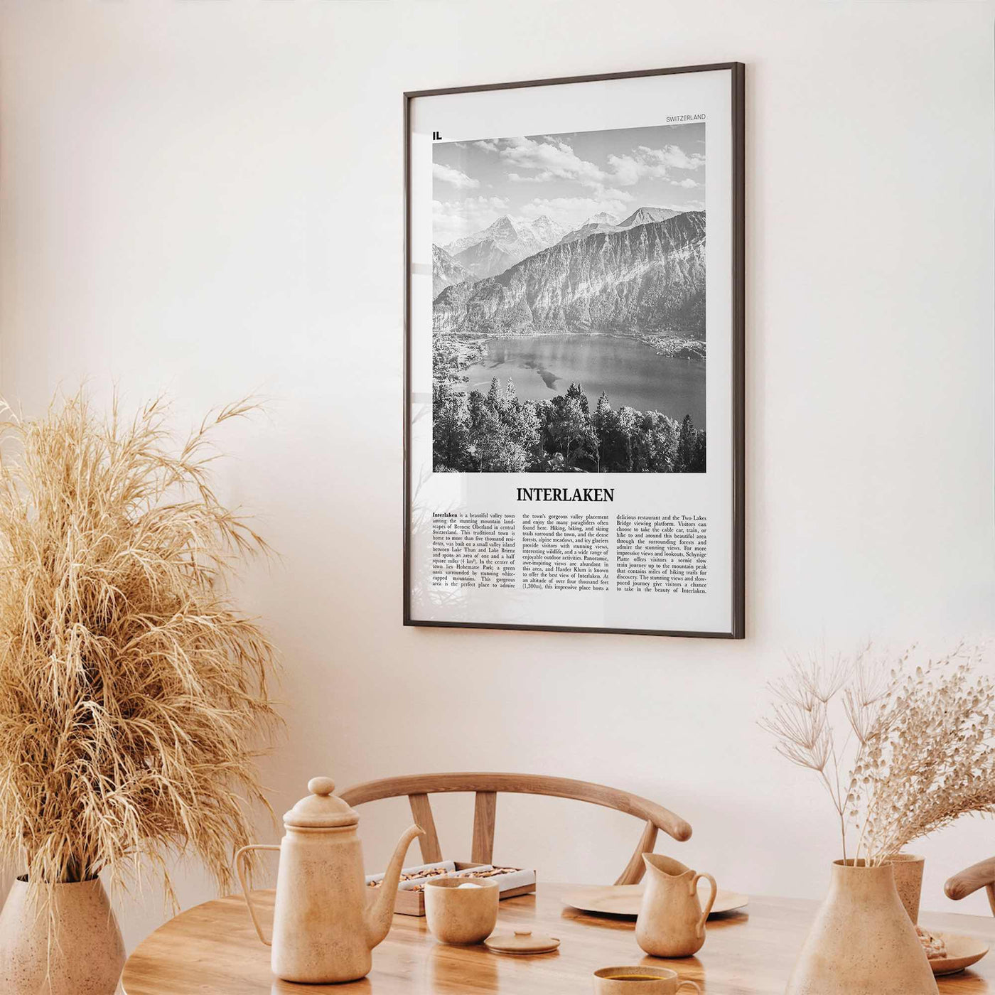 Interlaken Print Black and White, Interlaken Wall Art, Interlaken Poster, Interlaken Photo, Interlaken Map, Schweiz