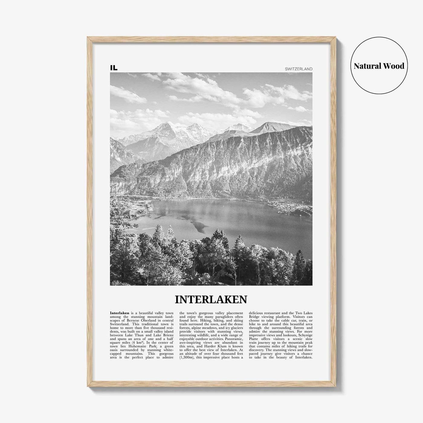 Interlaken Print Black and White, Interlaken Wall Art, Interlaken Poster, Interlaken Photo, Interlaken Map, Schweiz