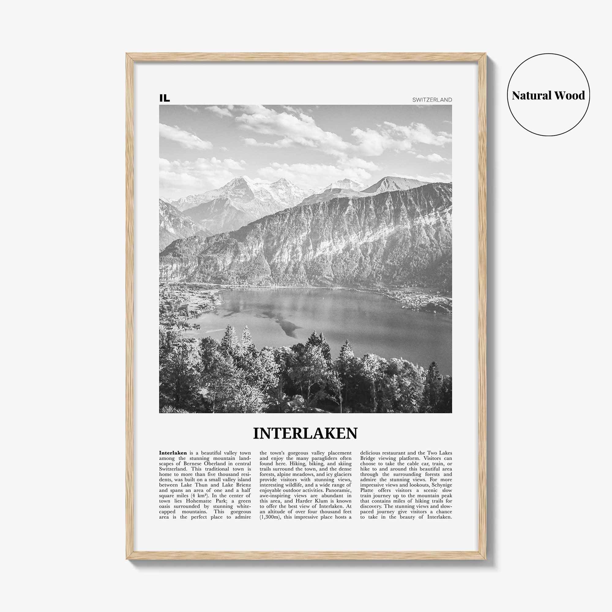 Interlaken Print Black and White, Interlaken Wall Art, Interlaken Poster, Interlaken Photo, Interlaken Map, Schweiz