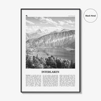 Interlaken Print Black and White, Interlaken Wall Art, Interlaken Poster, Interlaken Photo, Interlaken Map, Schweiz