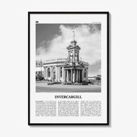 Invercargill Print Black and White, Invercargill Art, Invercargill Poster, Invercargill Photo, Invercargill Wall Décor, Invercargill Map