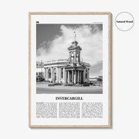 Invercargill Print Black and White, Invercargill Art, Invercargill Poster, Invercargill Photo, Invercargill Wall Décor, Invercargill Map