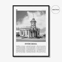 Invercargill Print Black and White, Invercargill Art, Invercargill Poster, Invercargill Photo, Invercargill Wall Décor, Invercargill Map