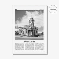 Invercargill Print Black and White, Invercargill Art, Invercargill Poster, Invercargill Photo, Invercargill Wall Décor, Invercargill Map