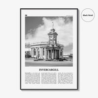 Invercargill Print Black and White, Invercargill Art, Invercargill Poster, Invercargill Photo, Invercargill Wall Décor, Invercargill Map