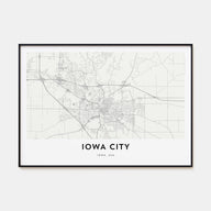 Iowa City Map Landscape Poster
