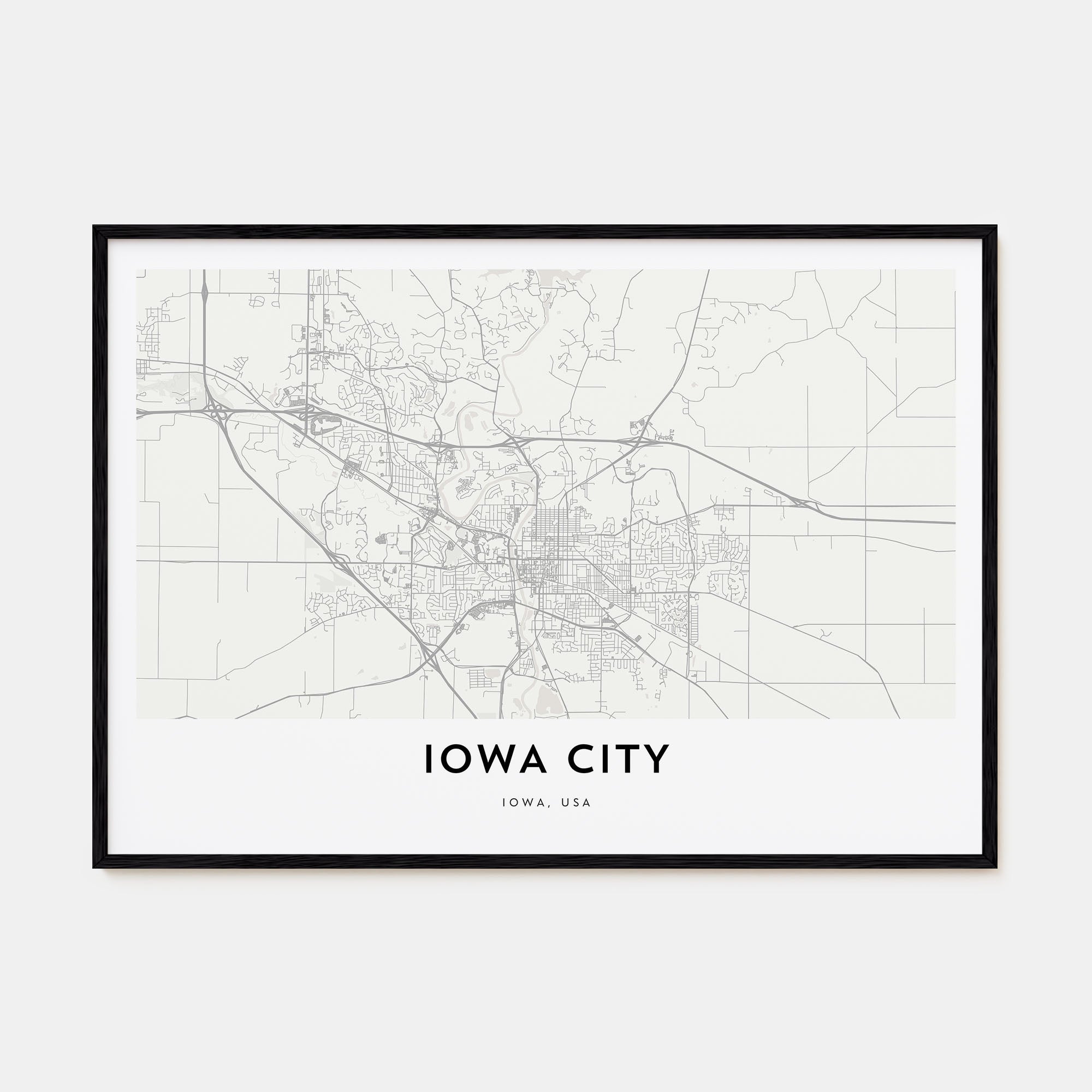 Iowa City Map Landscape Poster