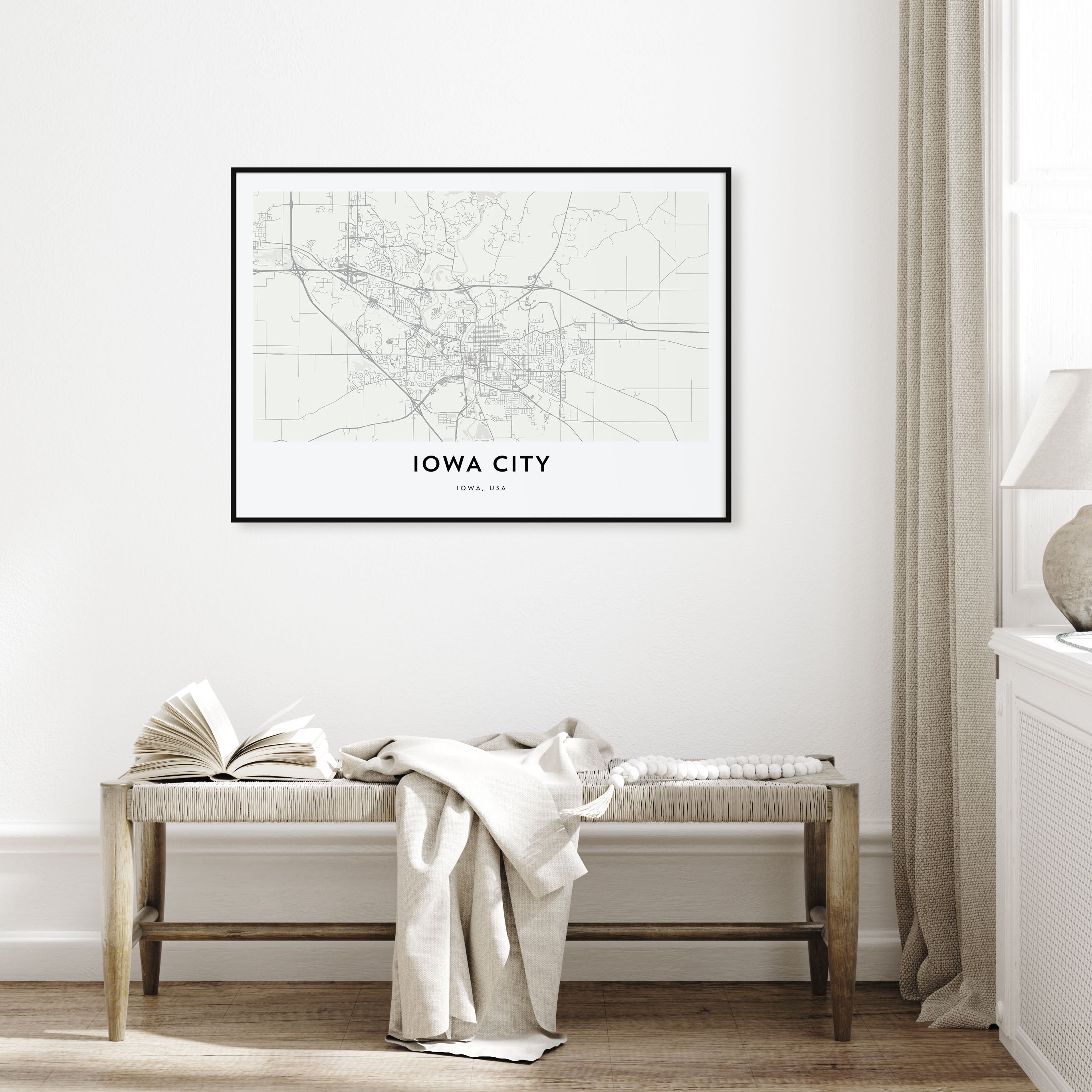 Iowa City Map Landscape Poster