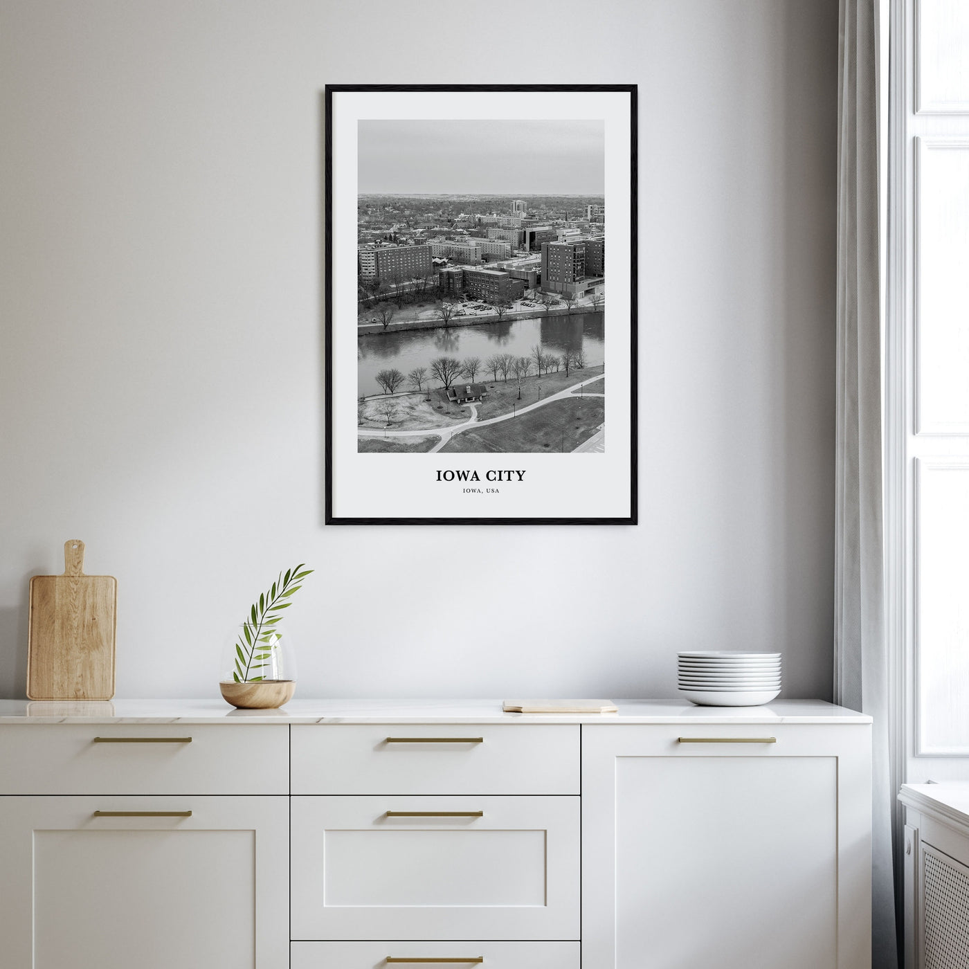 Iowa City Portrait B&W Poster