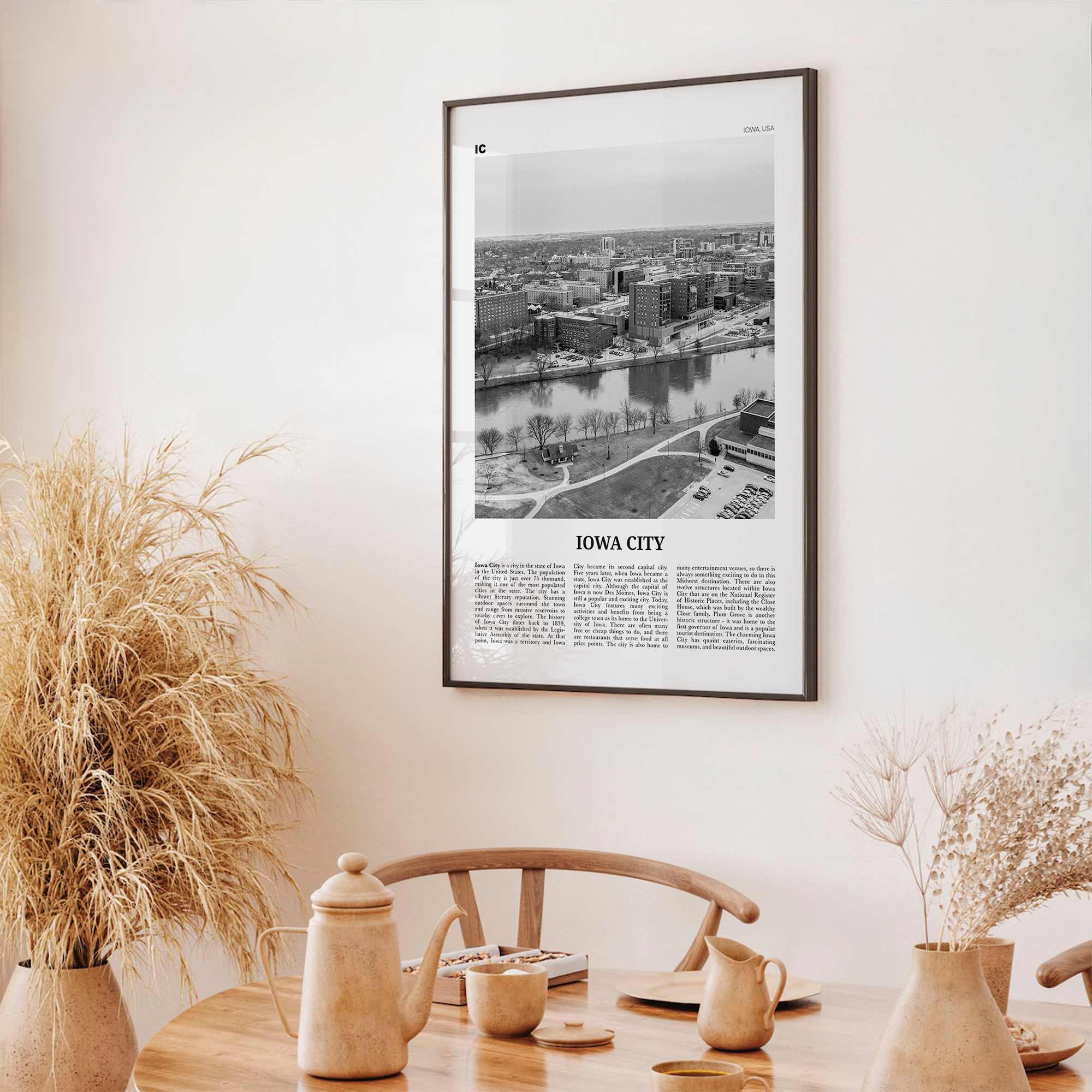 Iowa City Print Black and White, Iowa City Wall Art, Iowa City Poster, Iowa City Photo, Iowa City Wall Décor, Iowa, USA, United States