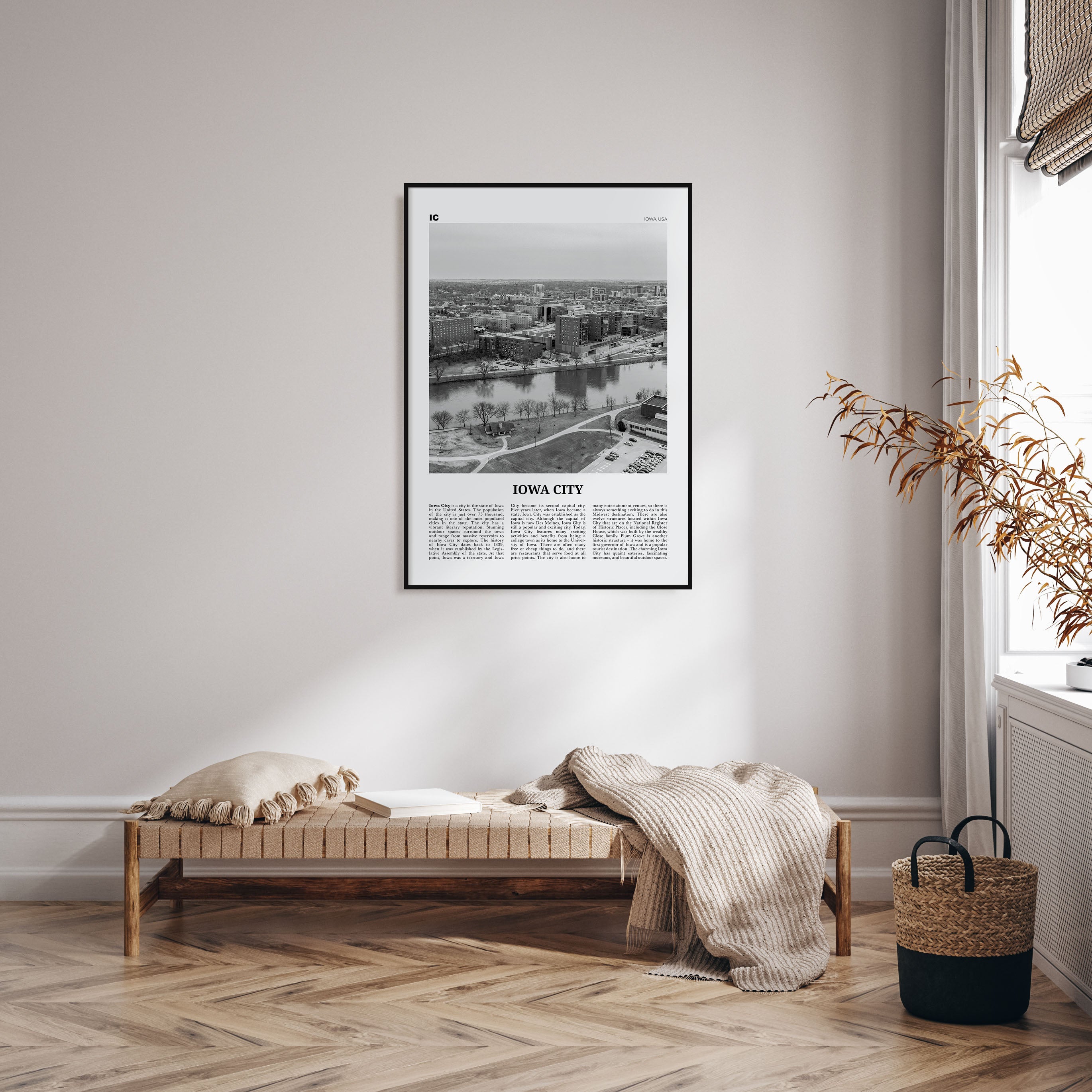 Iowa City Travel B&W Poster