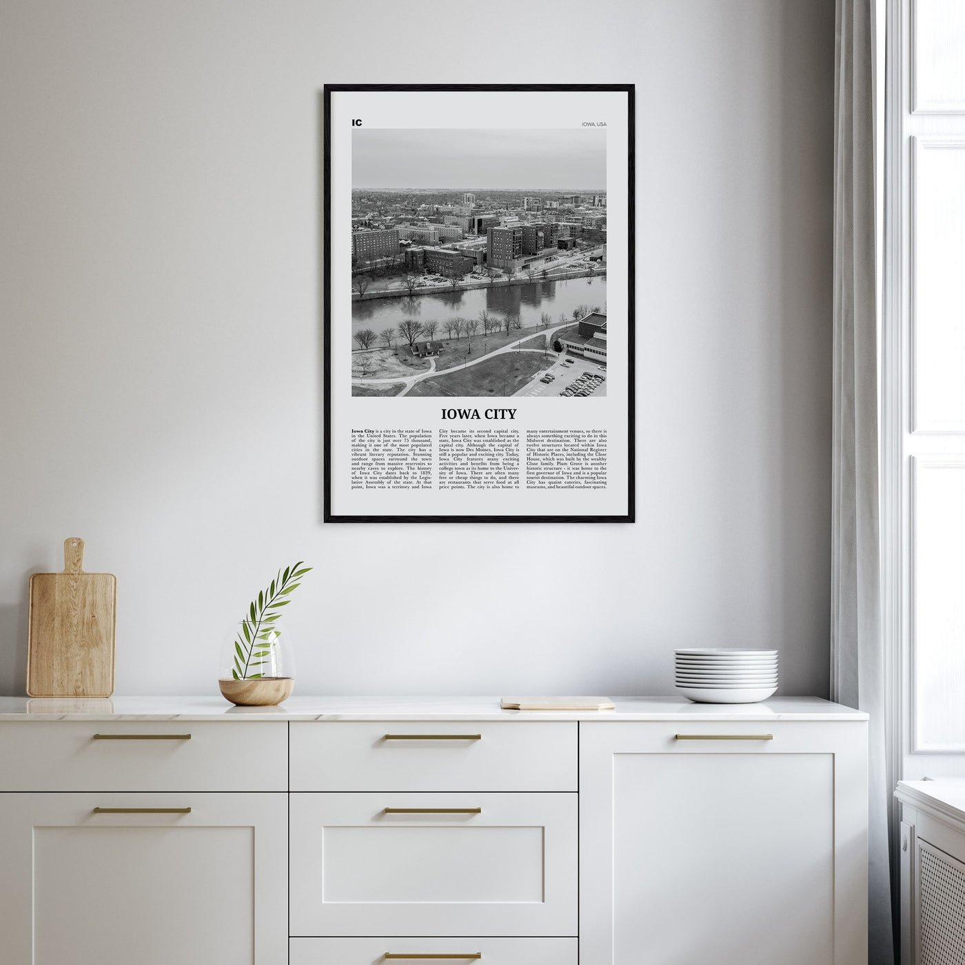 Iowa City Travel B&W Poster