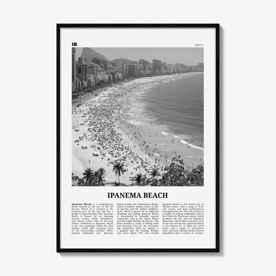 Ipanema Beach Print Black and White, Ipanema Beach Wall Art, Ipanema Beach Poster, Ipanema Beach Photo, Ipanema Beach Wall Décor, Brazil