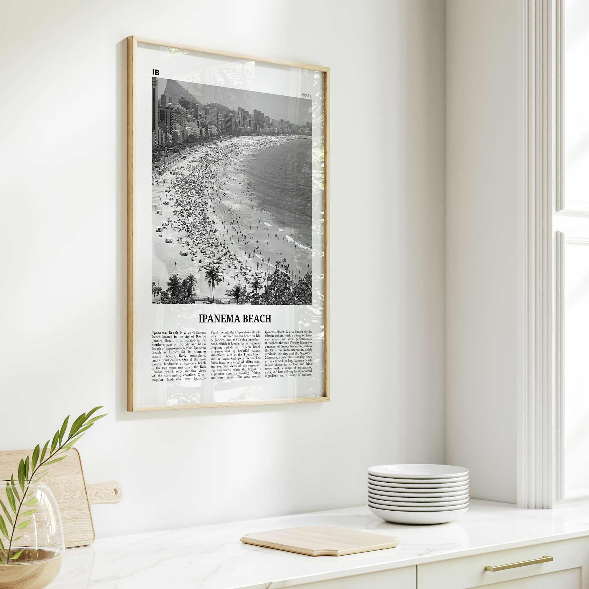 Ipanema Beach Print Black and White, Ipanema Beach Wall Art, Ipanema Beach Poster, Ipanema Beach Photo, Ipanema Beach Wall Décor, Brazil