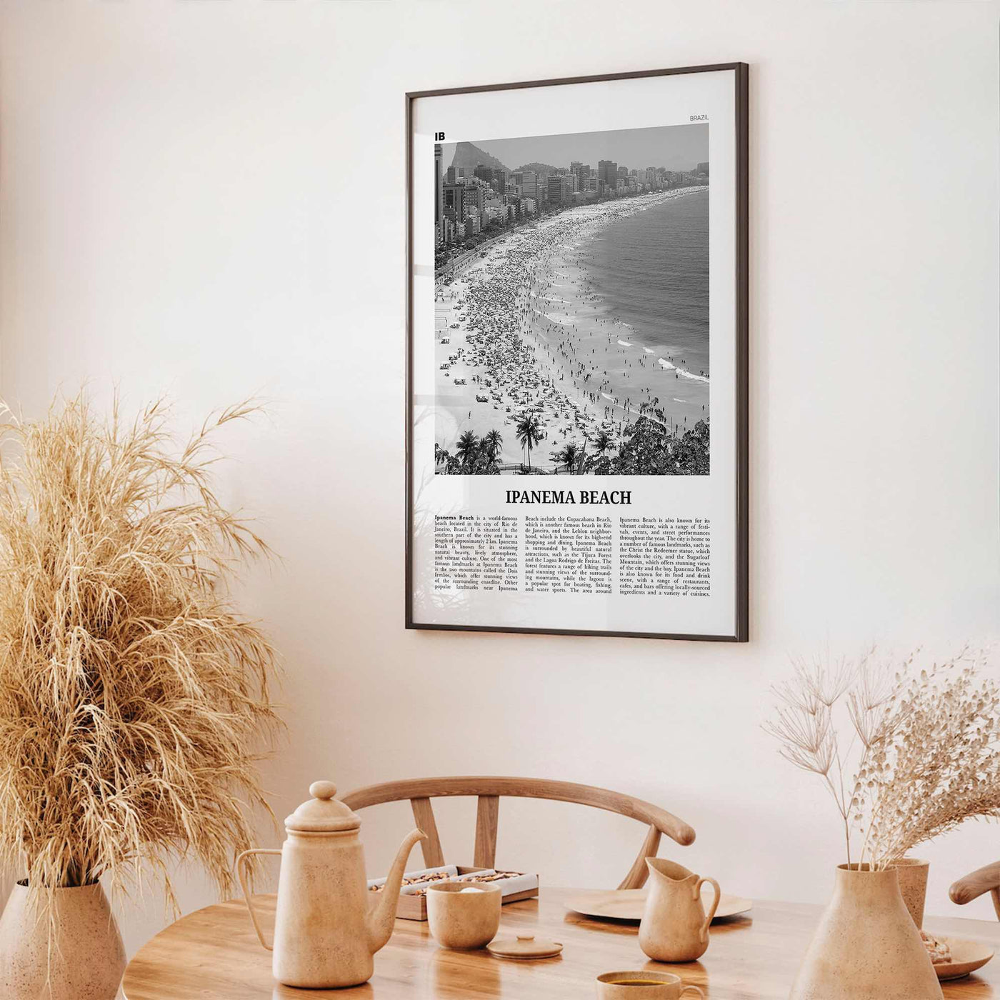 Ipanema Beach Print Black and White, Ipanema Beach Wall Art, Ipanema Beach Poster, Ipanema Beach Photo, Ipanema Beach Wall Décor, Brazil
