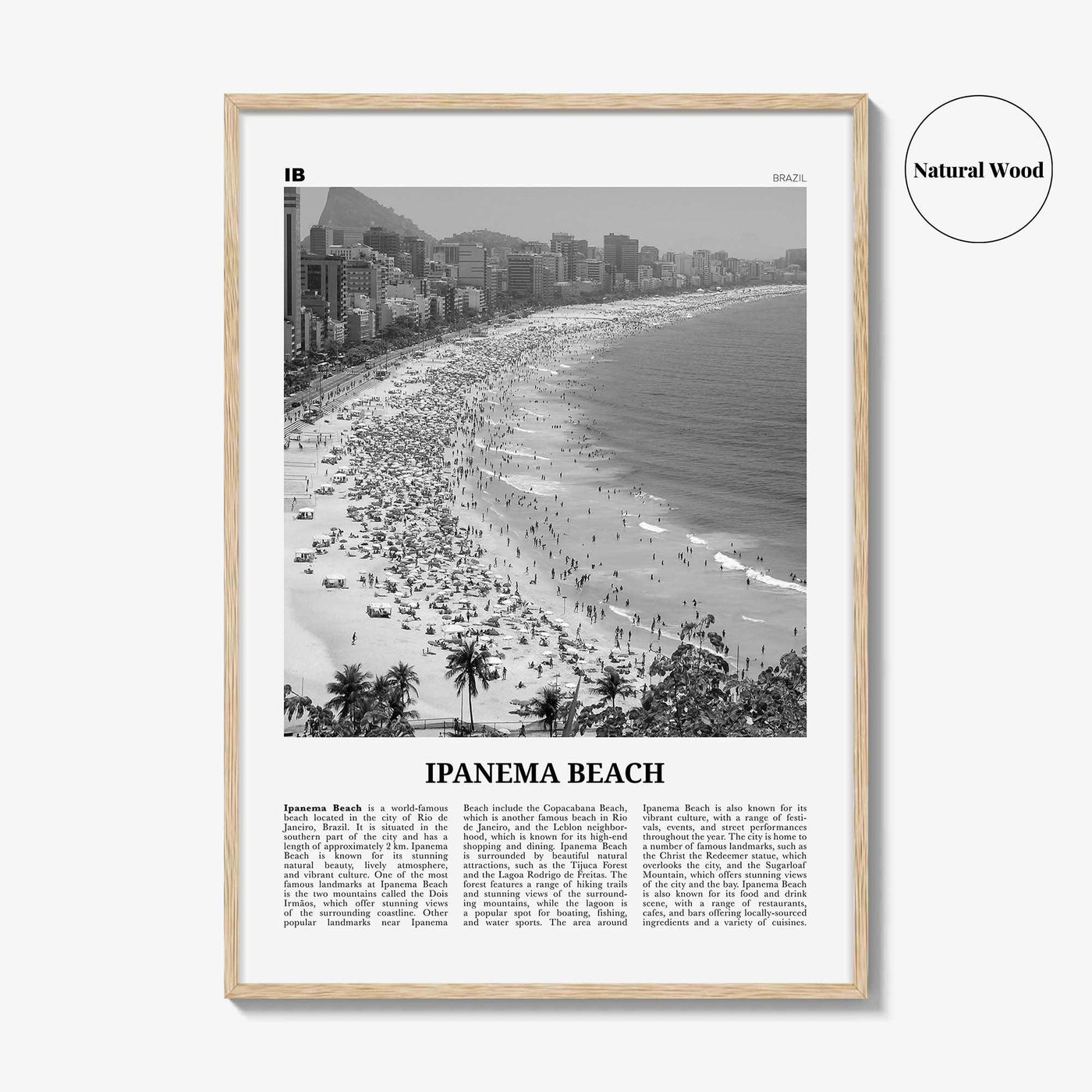 Ipanema Beach Print Black and White, Ipanema Beach Wall Art, Ipanema Beach Poster, Ipanema Beach Photo, Ipanema Beach Wall Décor, Brazil