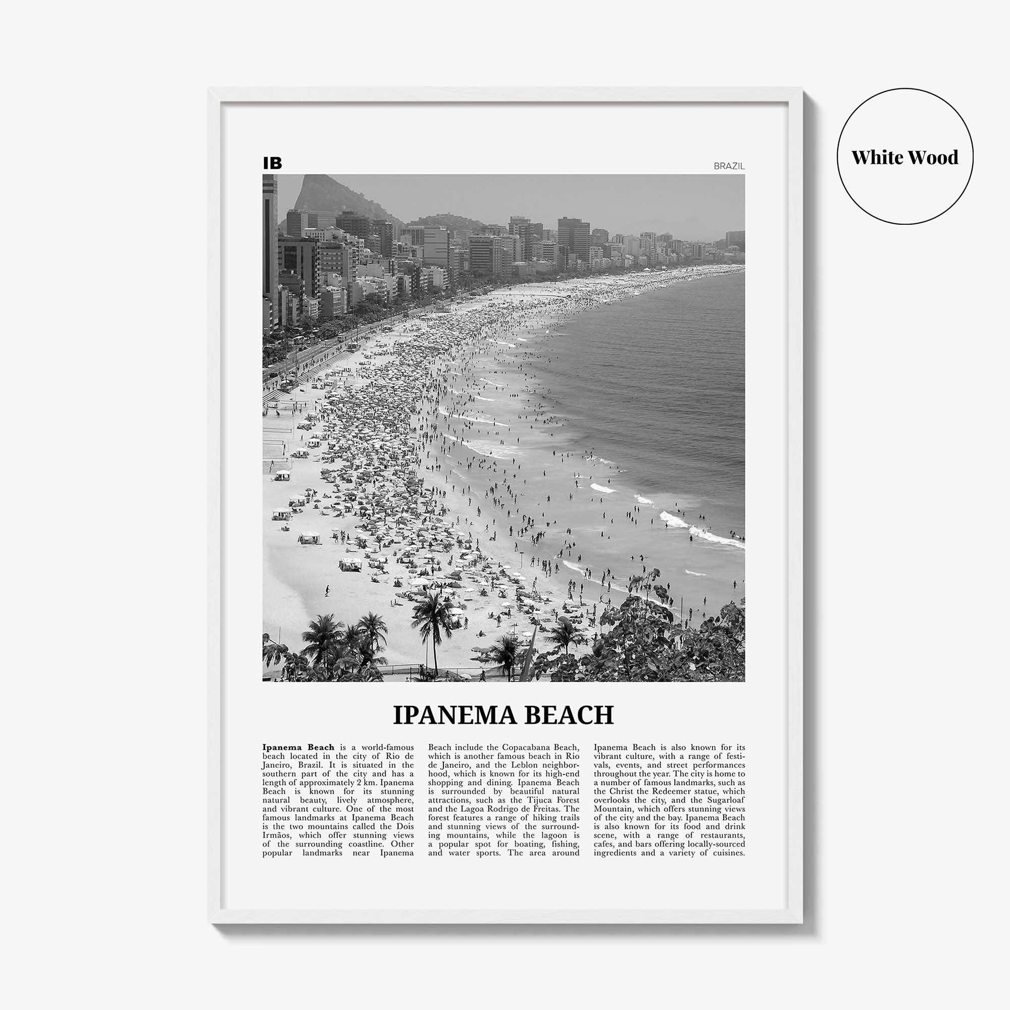 Ipanema Beach Print Black and White, Ipanema Beach Wall Art, Ipanema Beach Poster, Ipanema Beach Photo, Ipanema Beach Wall Décor, Brazil