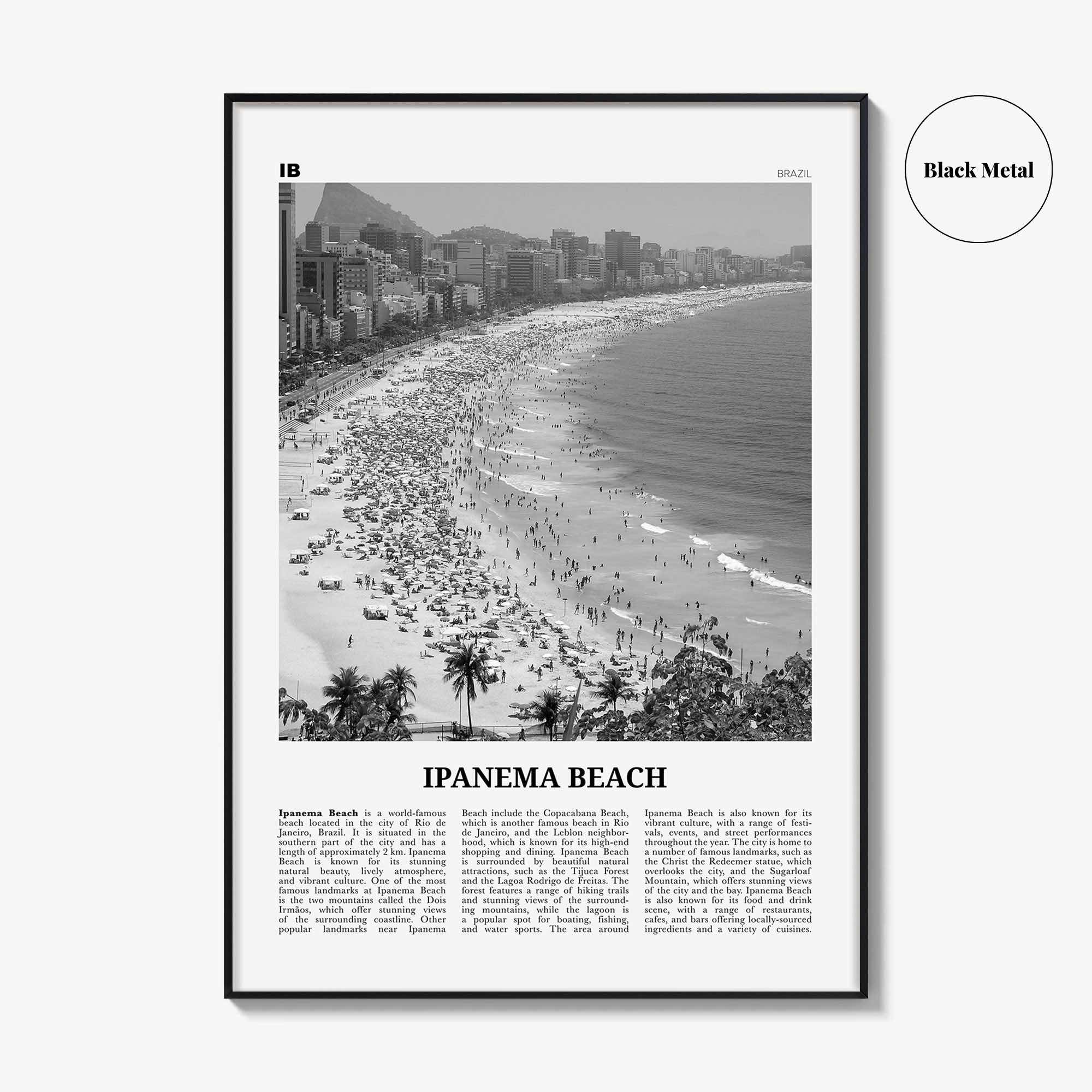Ipanema Beach Print Black and White, Ipanema Beach Wall Art, Ipanema Beach Poster, Ipanema Beach Photo, Ipanema Beach Wall Décor, Brazil