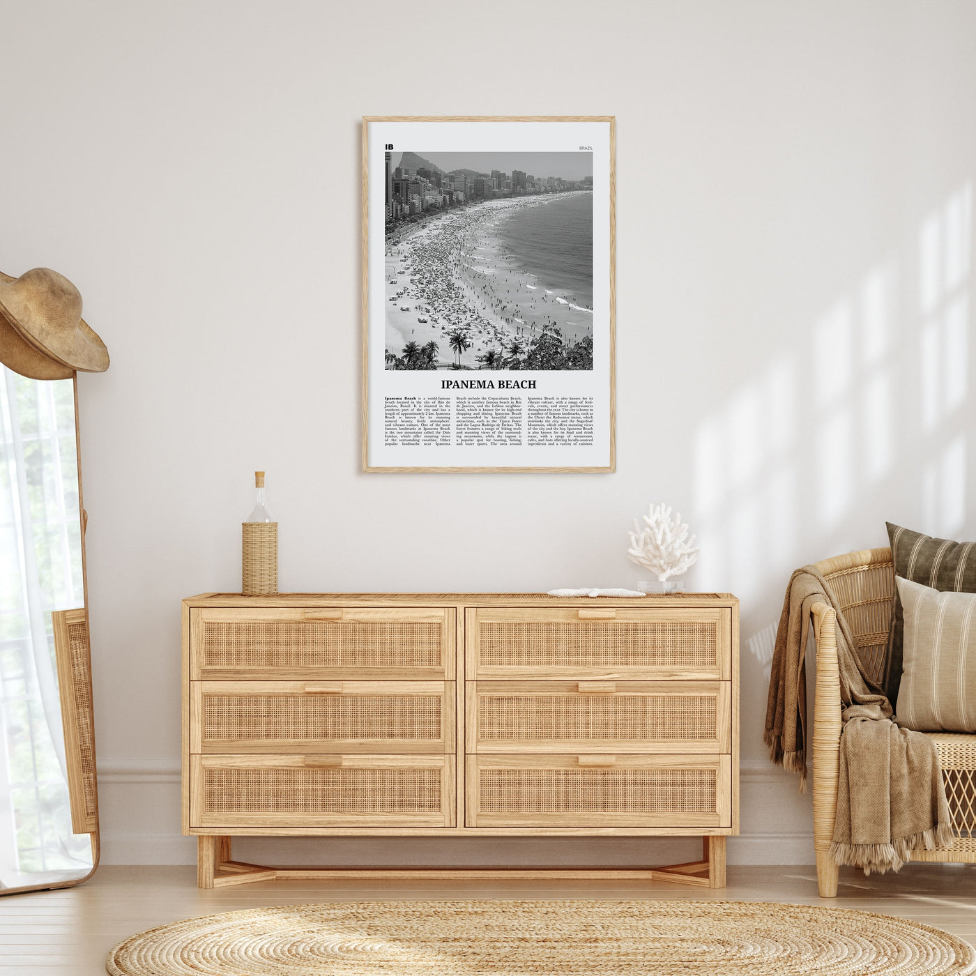 Ipanema Beach Travel B&W Poster