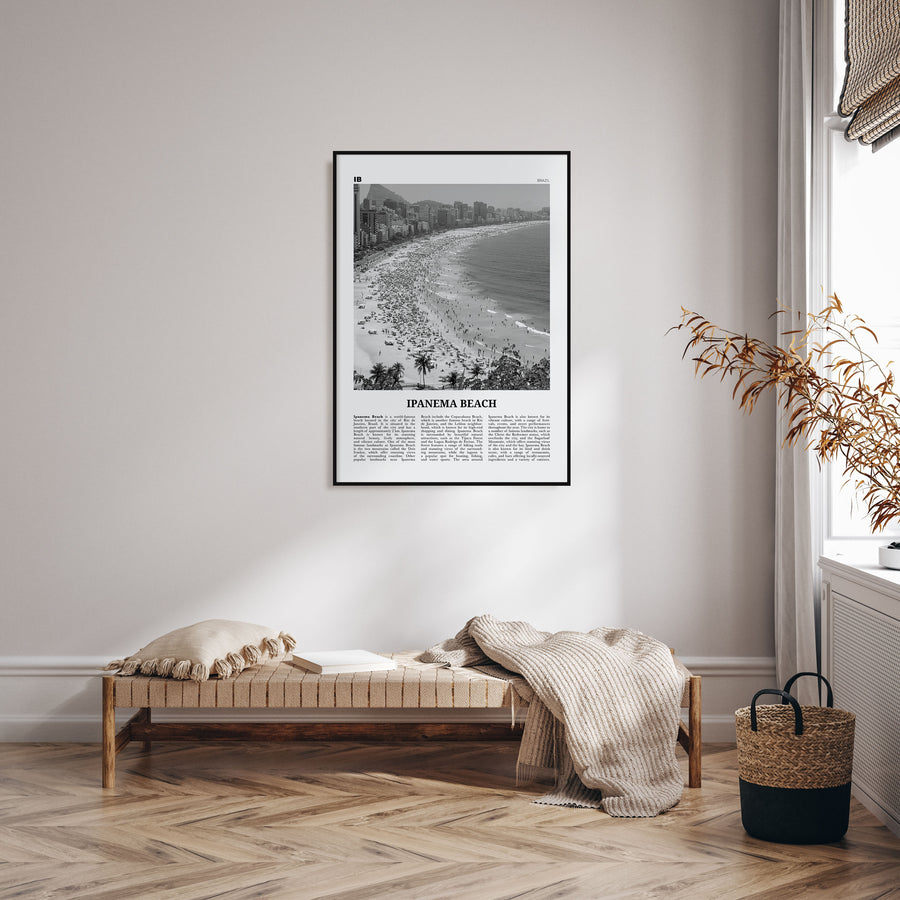 Ipanema Beach Travel B&W Poster