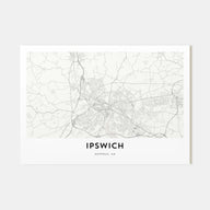 Ipswich Map Landscape Poster