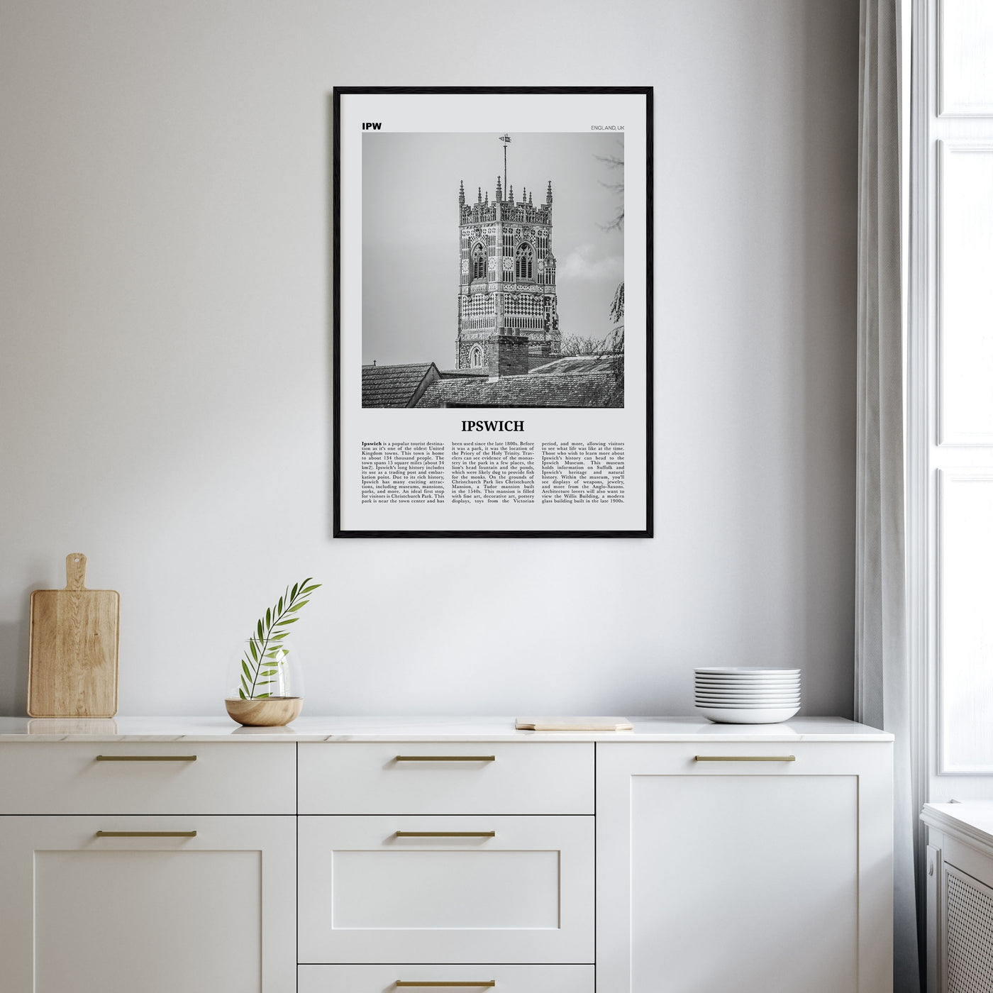 Ipswich Travel B&W Poster