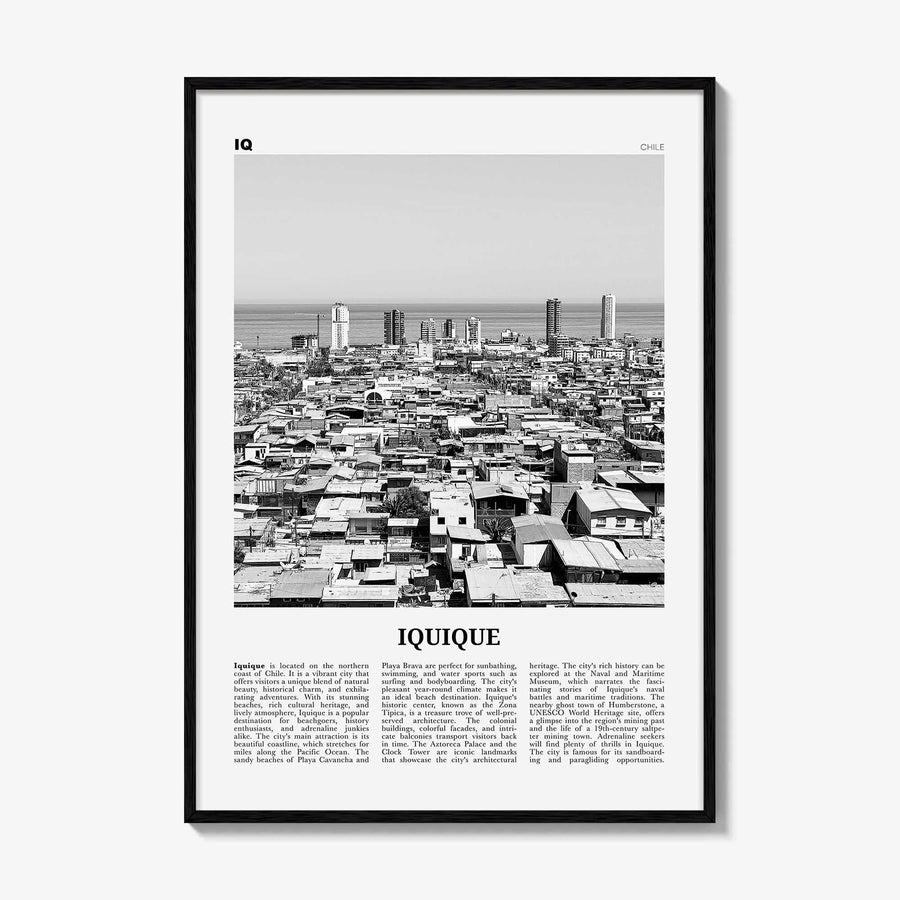 Iquique Print Black and White, Iquique Wall Art, Iquique Poster, Iquique Photo, Iquique Wall Décor, Iquique Map, Chile