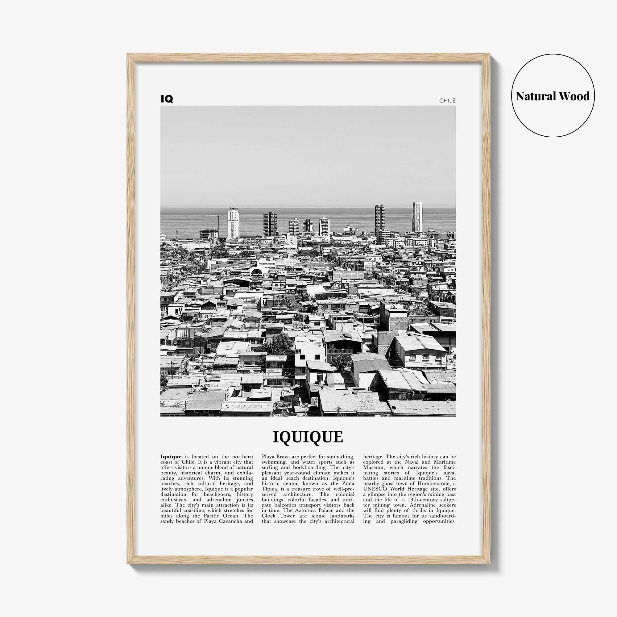 Iquique Print Black and White, Iquique Wall Art, Iquique Poster, Iquique Photo, Iquique Wall Décor, Iquique Map, Chile