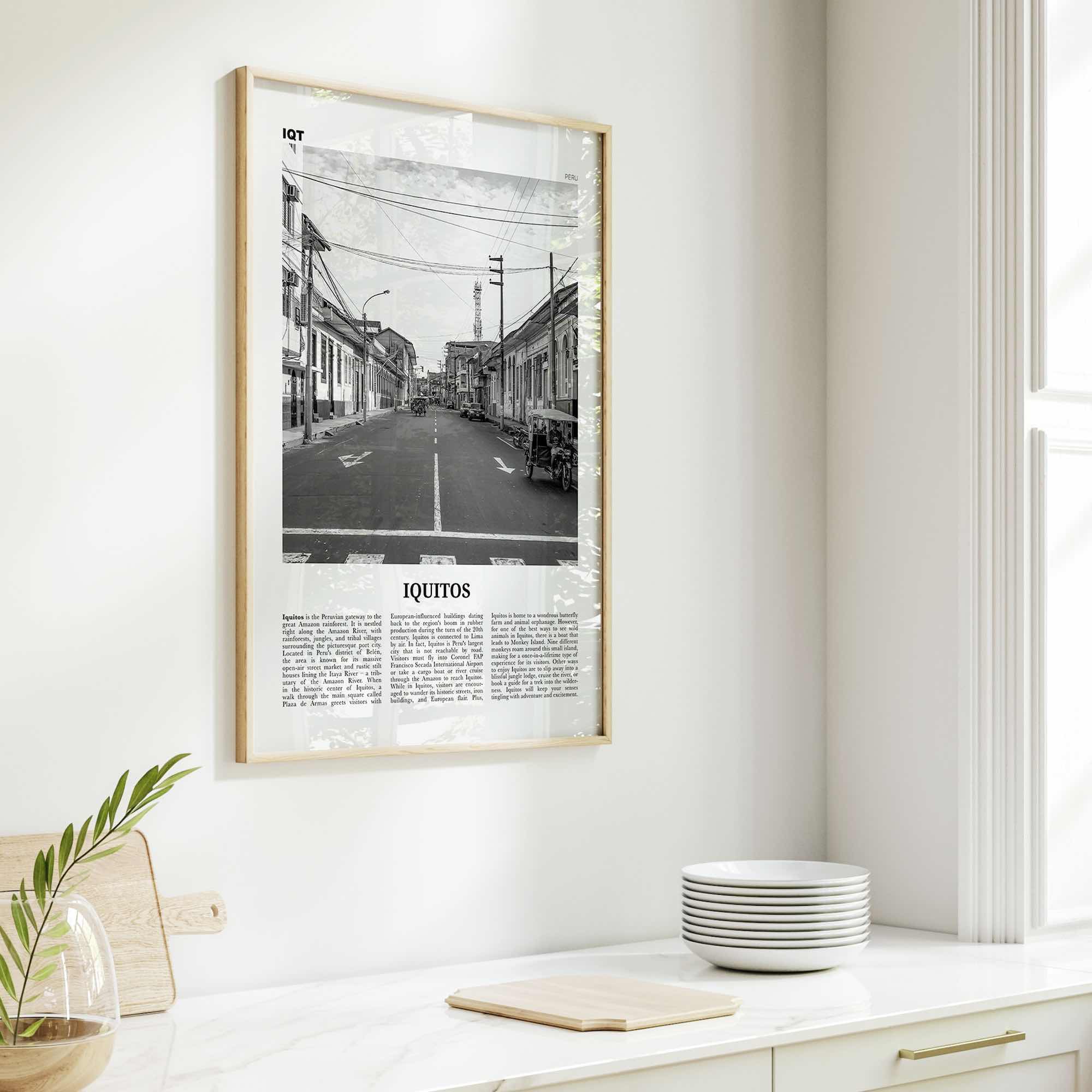 Iquitos Print Black and White, Iquitos Wall Art, Iquitos Poster, Iquitos Photo, Iquitos Wall Décor, Iquitos Map, Peru