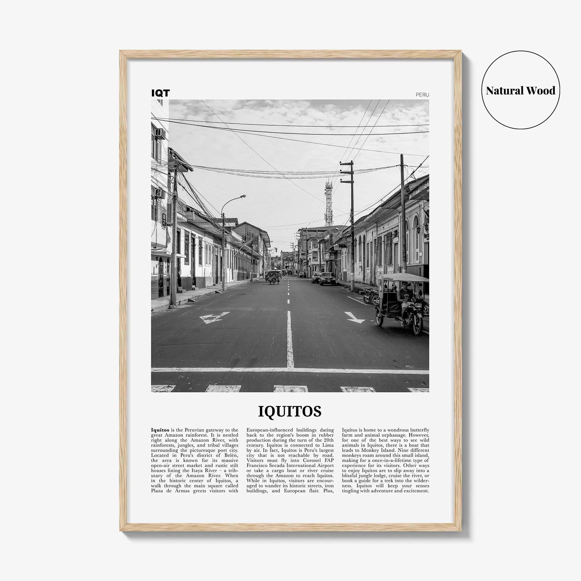Iquitos Print Black and White, Iquitos Wall Art, Iquitos Poster, Iquitos Photo, Iquitos Wall Décor, Iquitos Map, Peru
