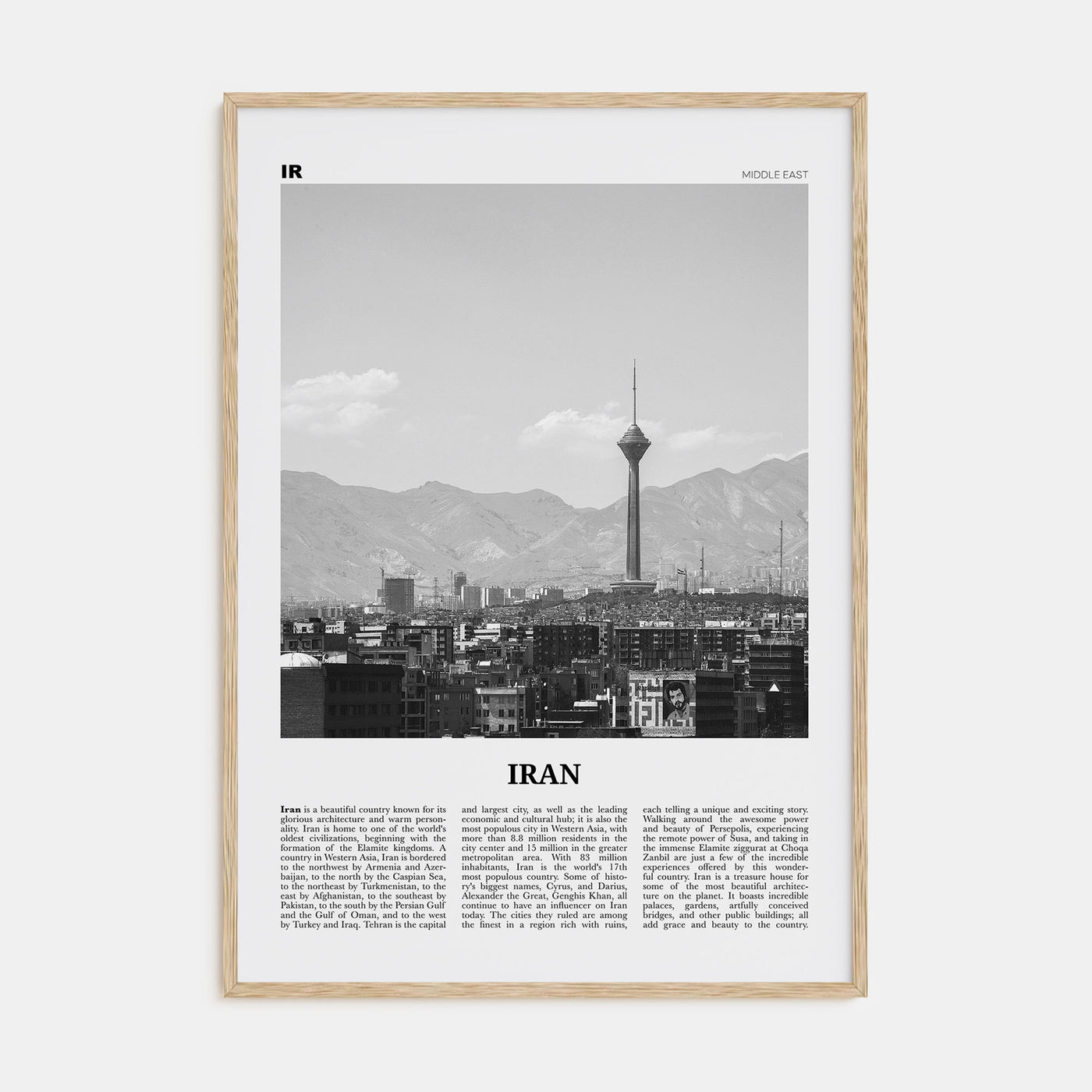 Iran Travel B&W Poster
