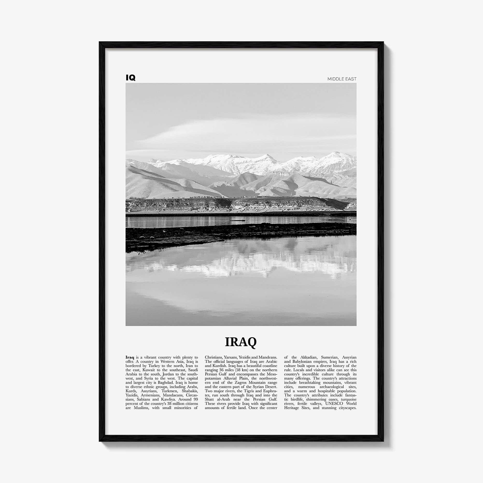 Iraq Print Black and White, Iraq Wall Art, Iraq Poster, Iraq Photo, Iraq Wall Decor, عراق, Komari, Eraq, Baghdad, Persian, Middle East