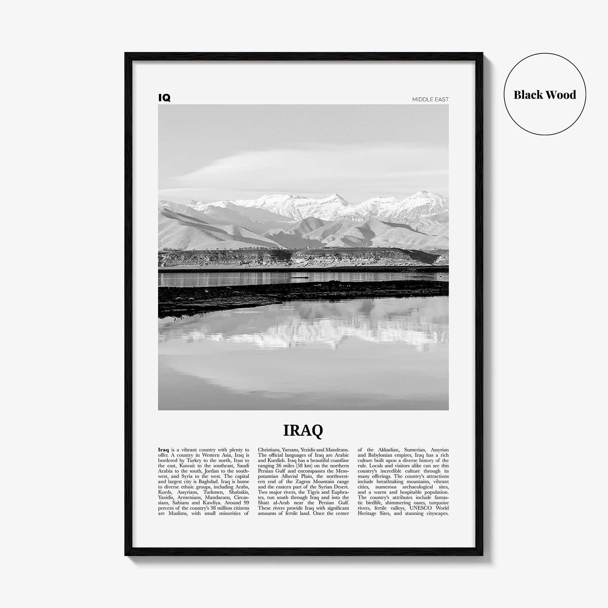 Iraq Print Black and White, Iraq Wall Art, Iraq Poster, Iraq Photo, Iraq Wall Decor, عراق, Komari, Eraq, Baghdad, Persian, Middle East