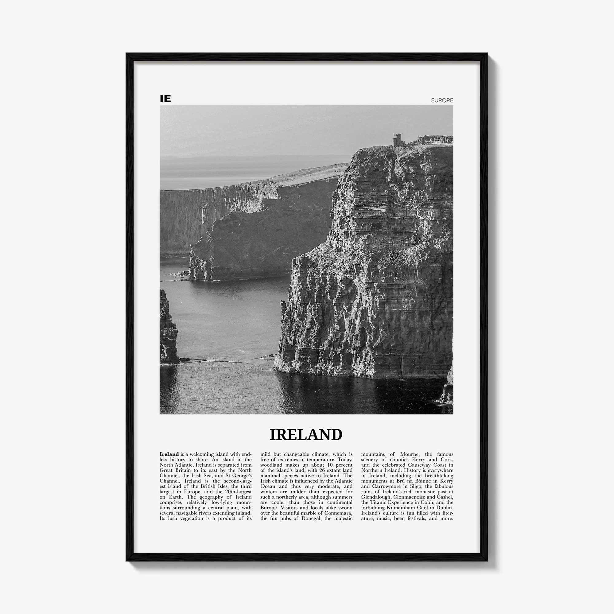 Ireland Print Black and White No 1, Ireland Wall Art, Ireland Poster, Ireland Photo, Ireland Decor, Éire, UK, United Kingdom, Dublin