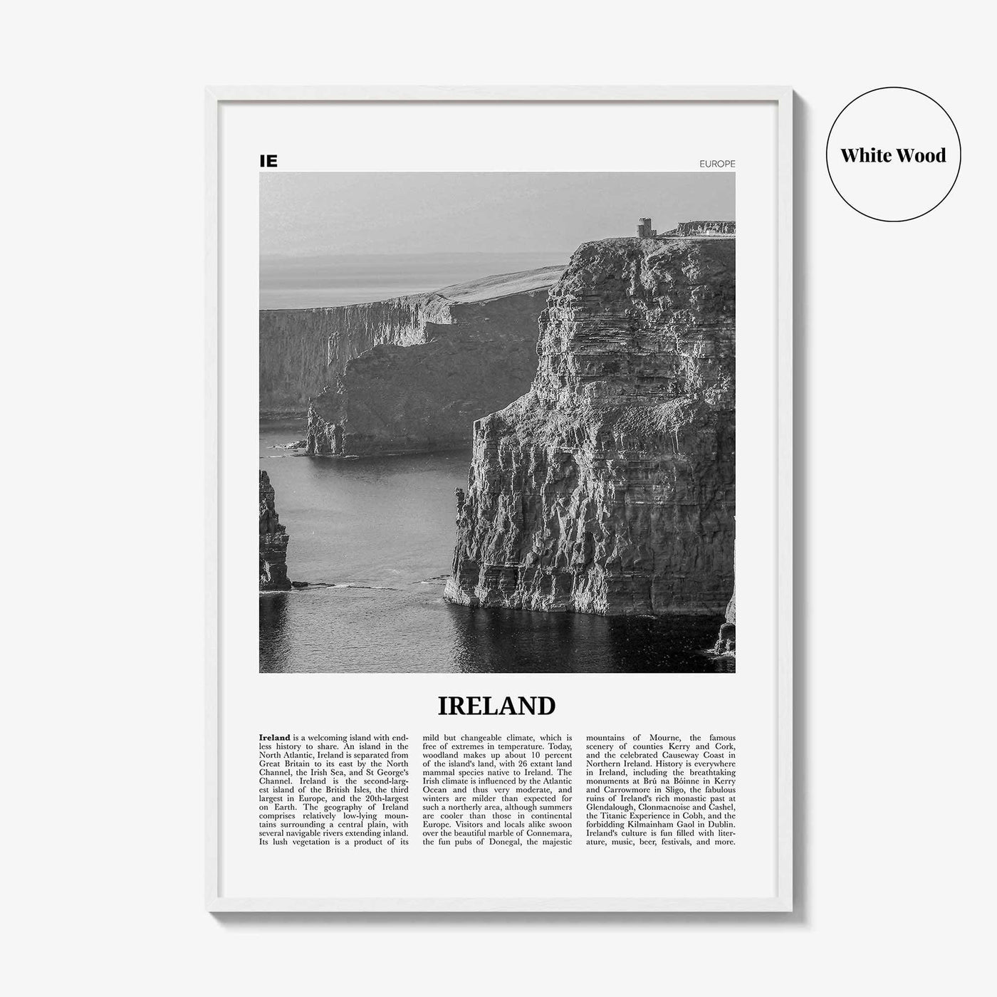 Ireland Print Black and White No 1, Ireland Wall Art, Ireland Poster, Ireland Photo, Ireland Decor, Éire, UK, United Kingdom, Dublin