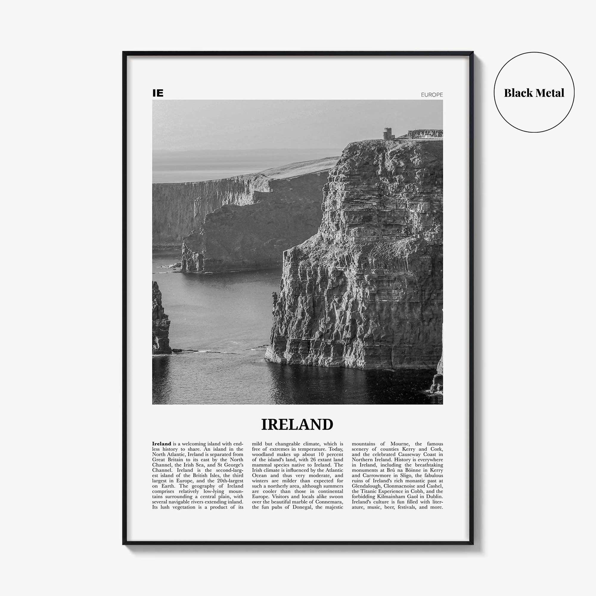 Ireland Print Black and White No 1, Ireland Wall Art, Ireland Poster, Ireland Photo, Ireland Decor, Éire, UK, United Kingdom, Dublin
