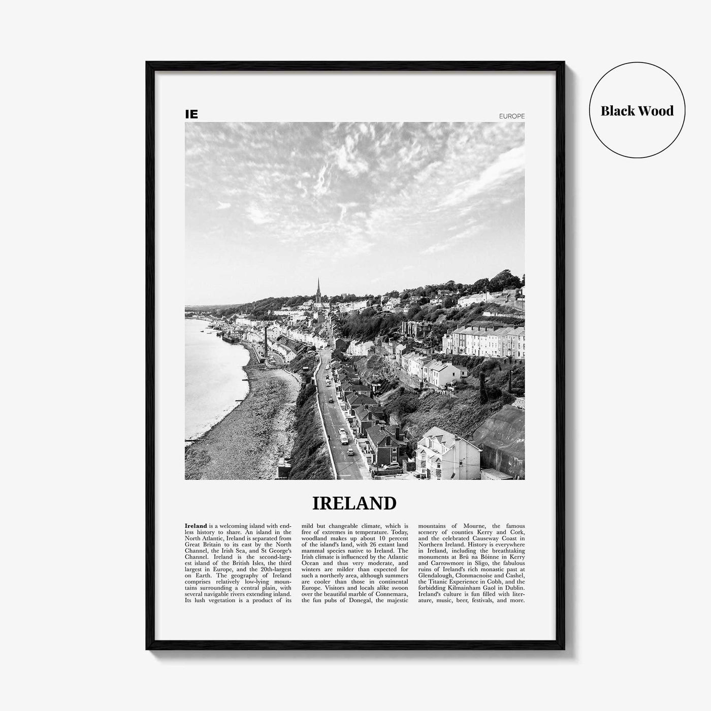 Ireland Print Black and White No 2, Ireland Wall Art, Ireland Poster, Ireland Photo, Ireland Decor, Éire, UK, United Kingdom, Dublin