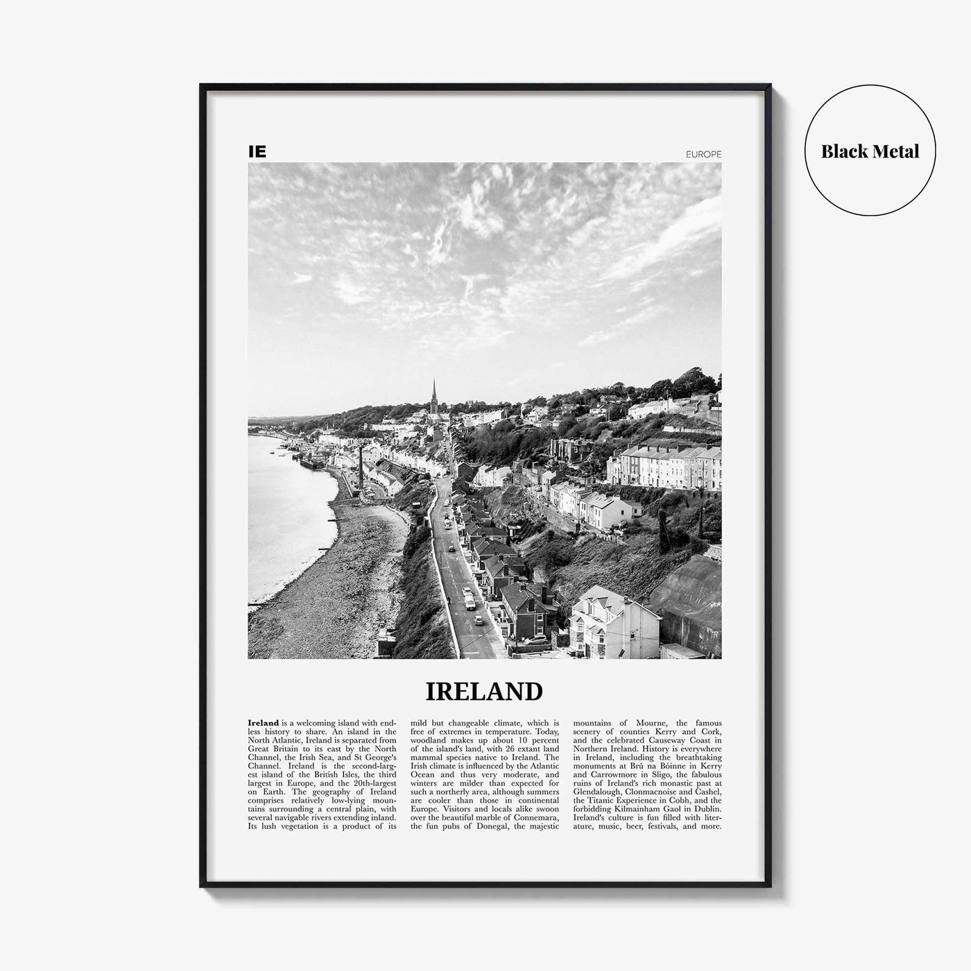 Ireland Print Black and White No 2, Ireland Wall Art, Ireland Poster, Ireland Photo, Ireland Decor, Éire, UK, United Kingdom, Dublin