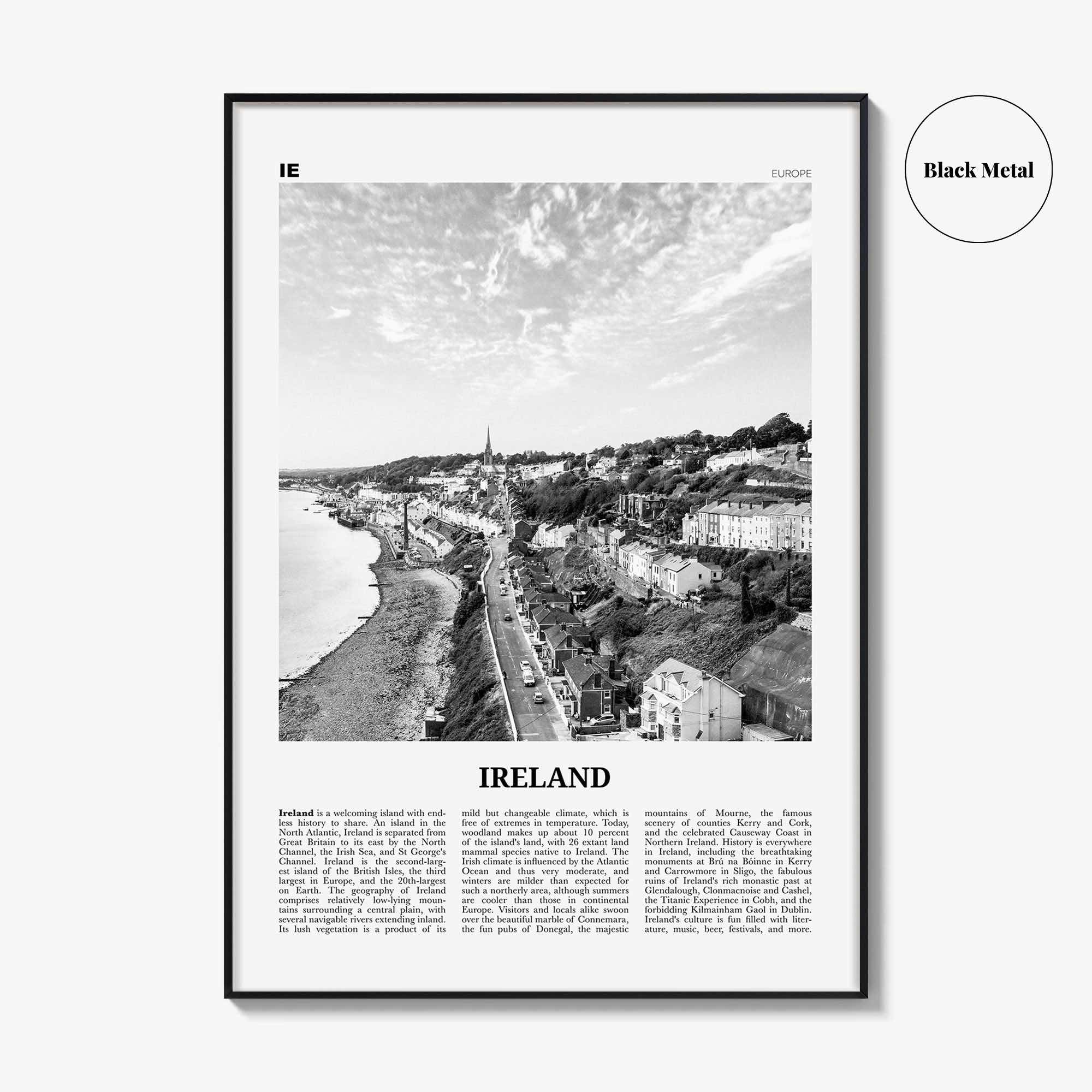 Ireland Print Black and White No 2, Ireland Wall Art, Ireland Poster, Ireland Photo, Ireland Decor, Éire, UK, United Kingdom, Dublin