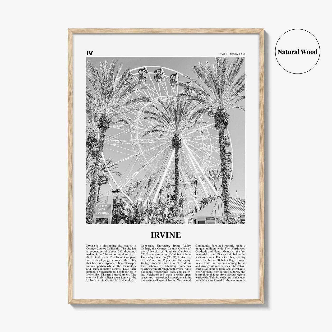 Irvine Print Black and White No 1, Irvine Wall Art, Irvine Poster, Irvine Photo, Irvine Wall Décor, California, USA, United States, America