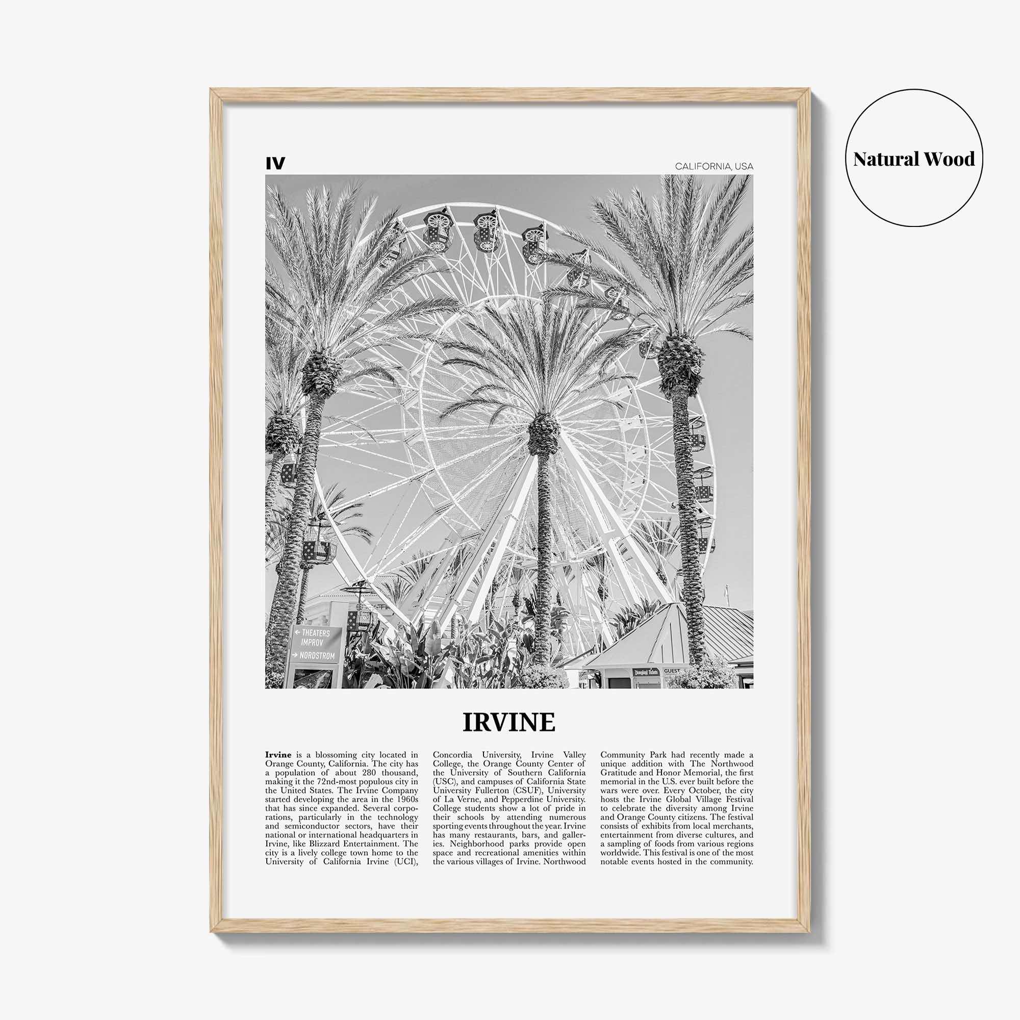 Irvine Print Black and White No 1, Irvine Wall Art, Irvine Poster, Irvine Photo, Irvine Wall Décor, California, USA, United States, America