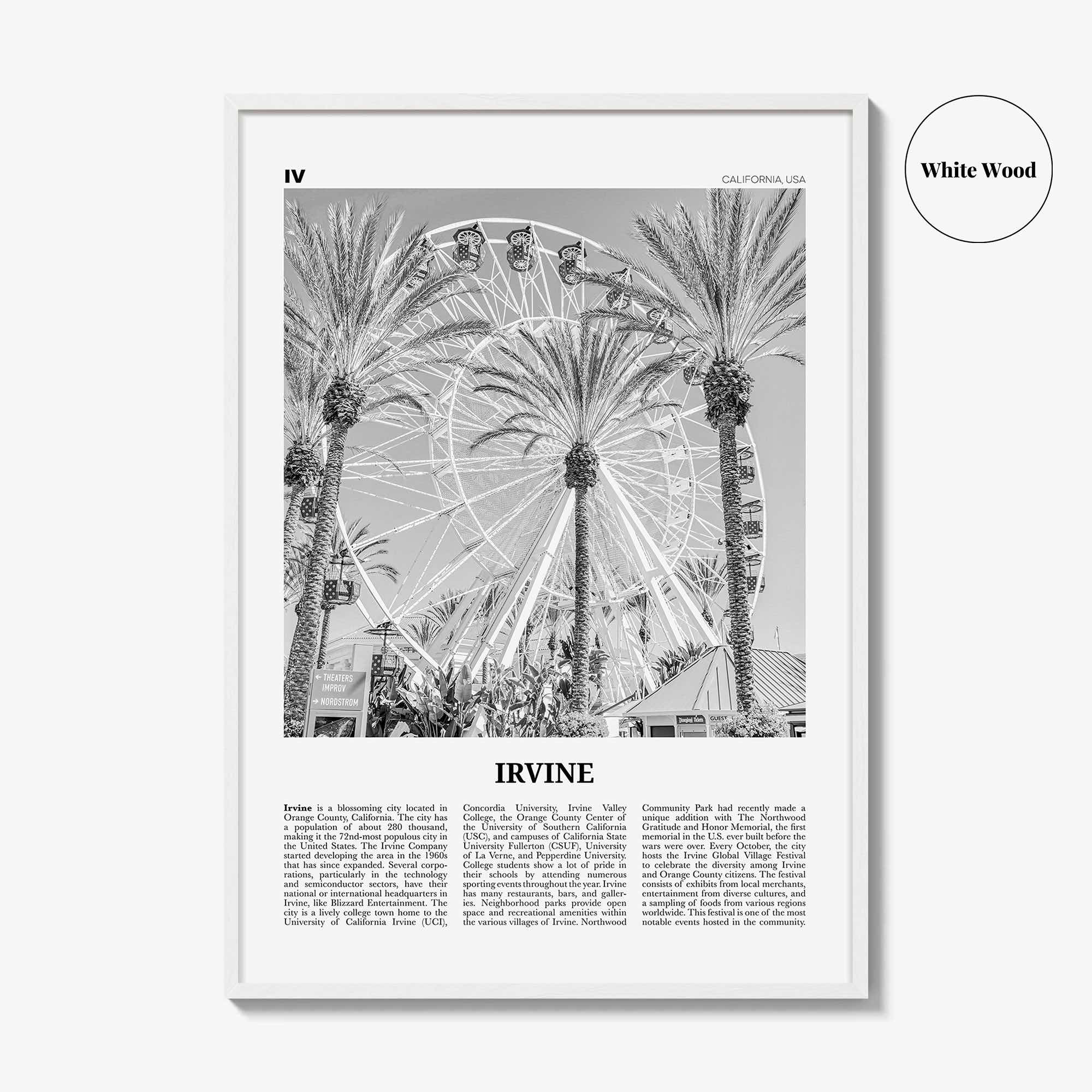 Irvine Print Black and White No 1, Irvine Wall Art, Irvine Poster, Irvine Photo, Irvine Wall Décor, California, USA, United States, America