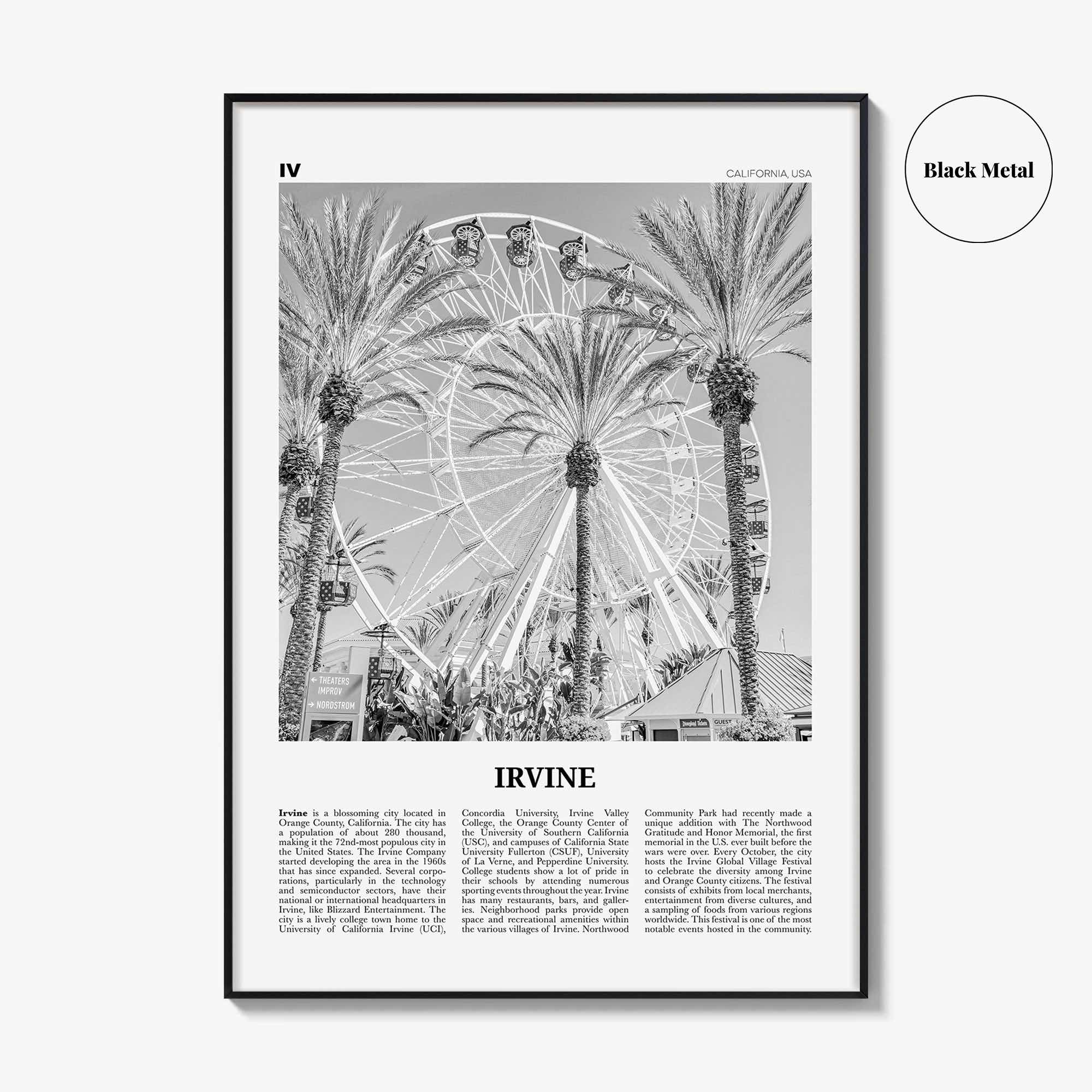 Irvine Print Black and White No 1, Irvine Wall Art, Irvine Poster, Irvine Photo, Irvine Wall Décor, California, USA, United States, America