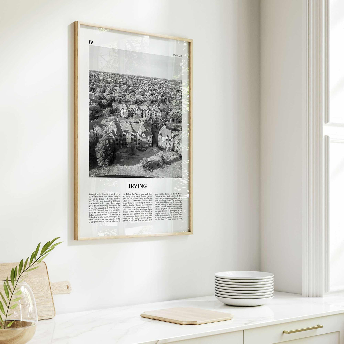 Irving Print Black and White, Irving Wall Art, Irving Poster, Irving Photo, Irving Wall Décor, Texas, USA, United States