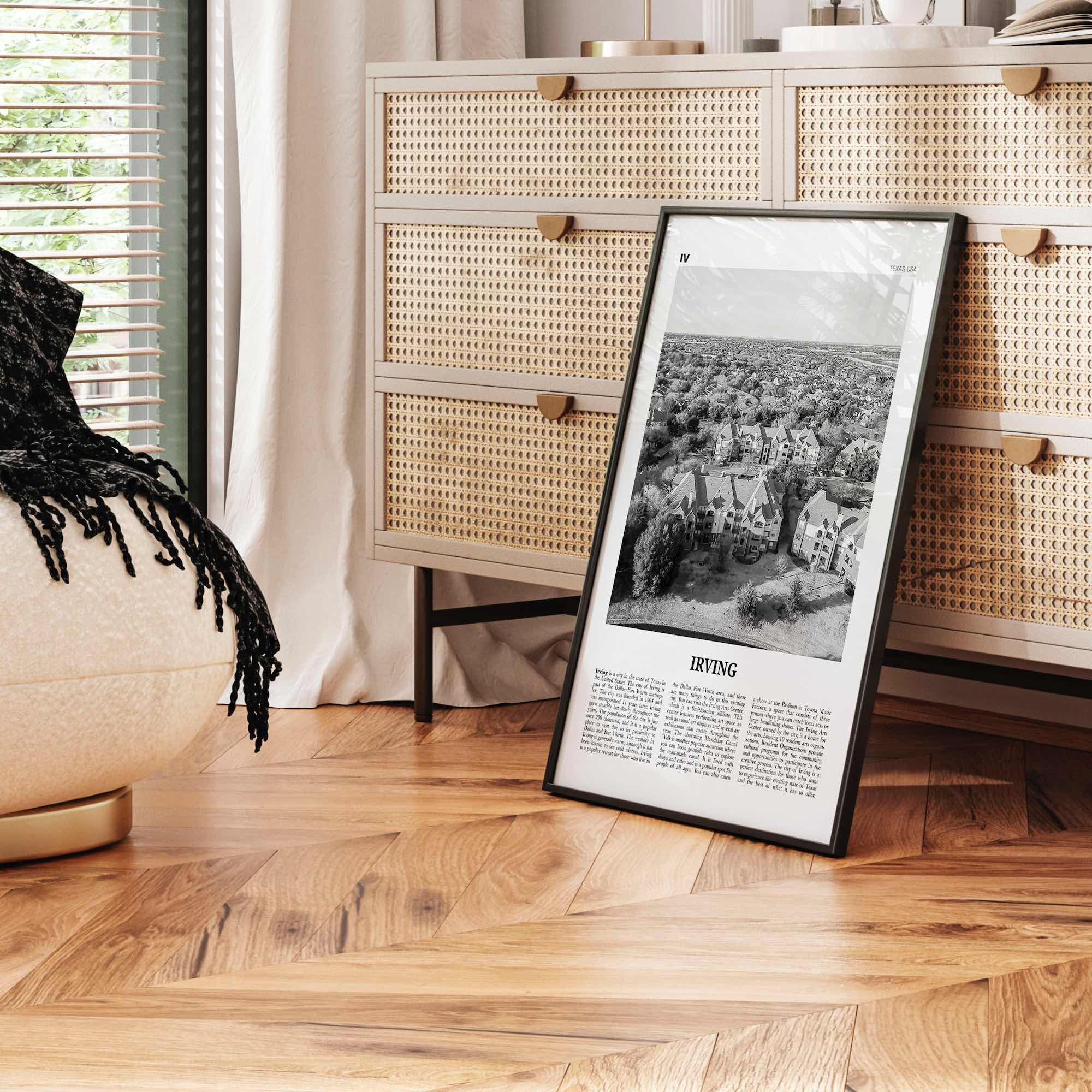 Irving Print Black and White, Irving Wall Art, Irving Poster, Irving Photo, Irving Wall Décor, Texas, USA, United States