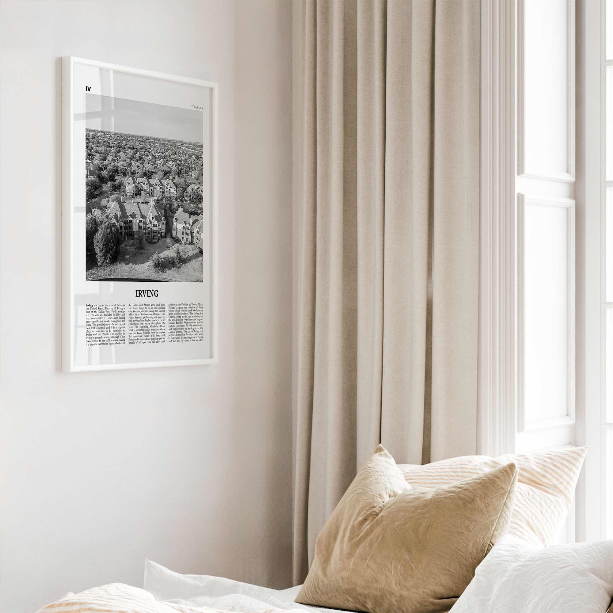 Irving Print Black and White, Irving Wall Art, Irving Poster, Irving Photo, Irving Wall Décor, Texas, USA, United States