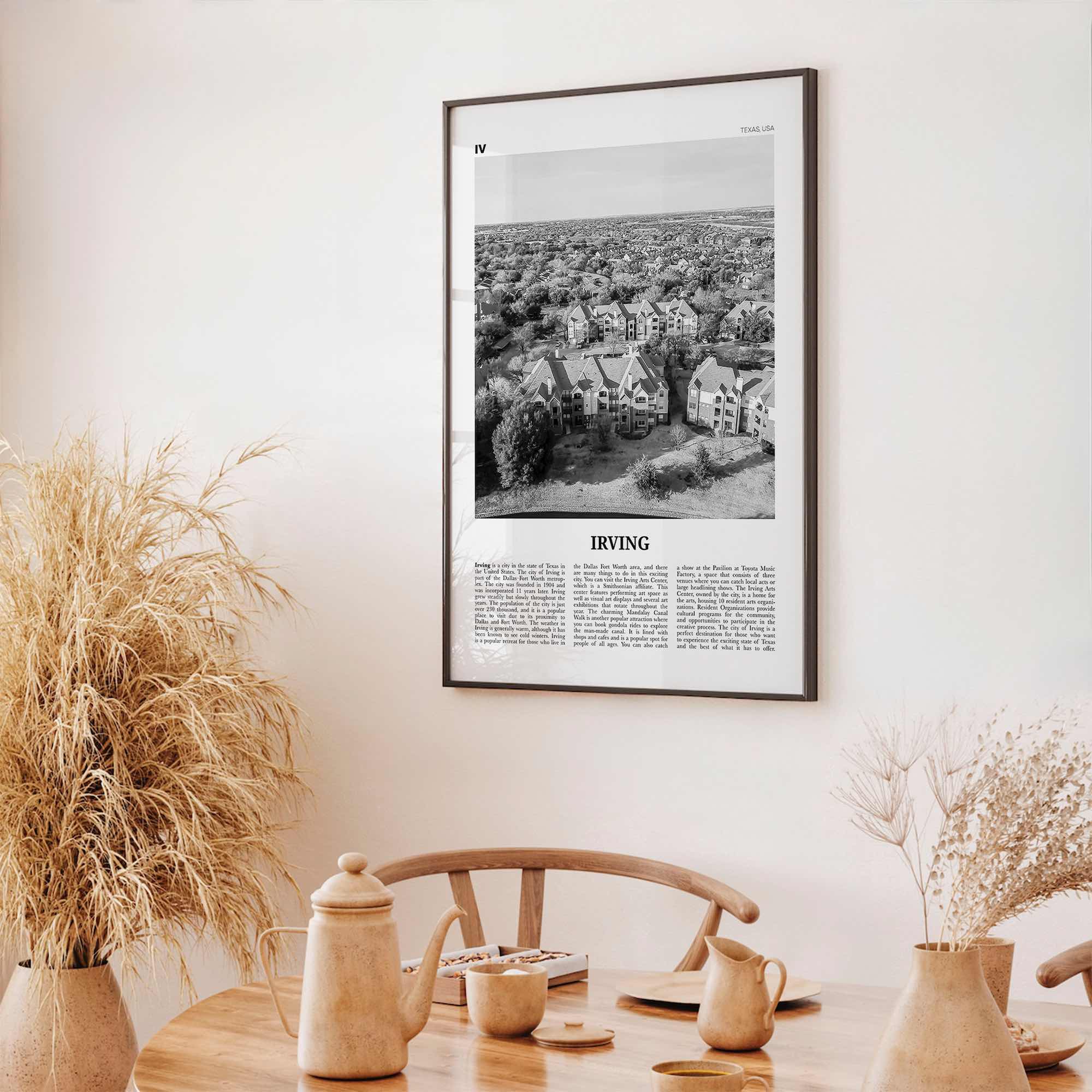Irving Print Black and White, Irving Wall Art, Irving Poster, Irving Photo, Irving Wall Décor, Texas, USA, United States